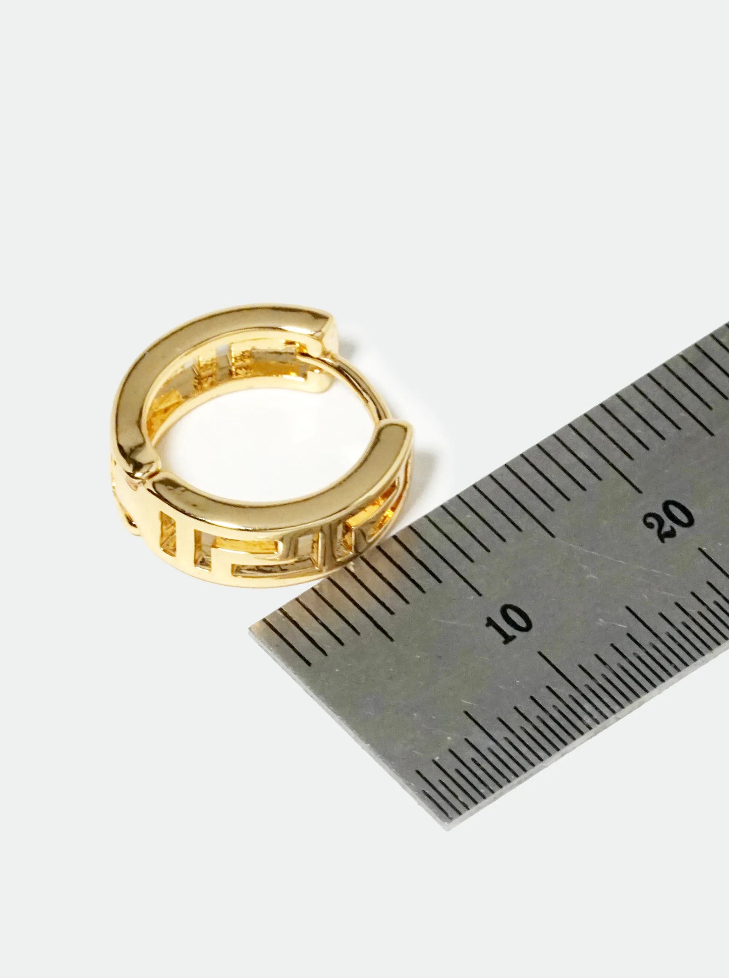 14K Gold Dipped 9mm Cutout Brass Huggie Hoop Earrings