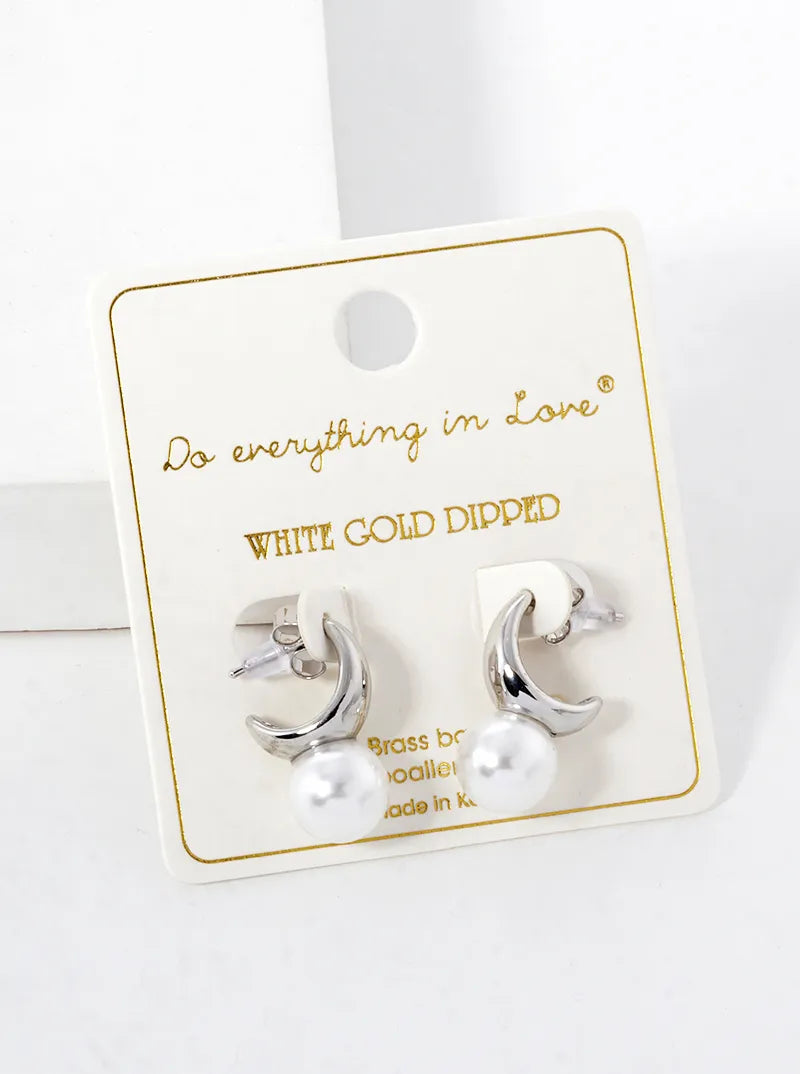 14K Gold Dipped 9mm Pearl Drop 13mm Hoop Earrings