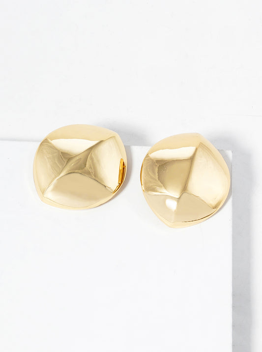14K Gold Dipped Button Stud Earrings