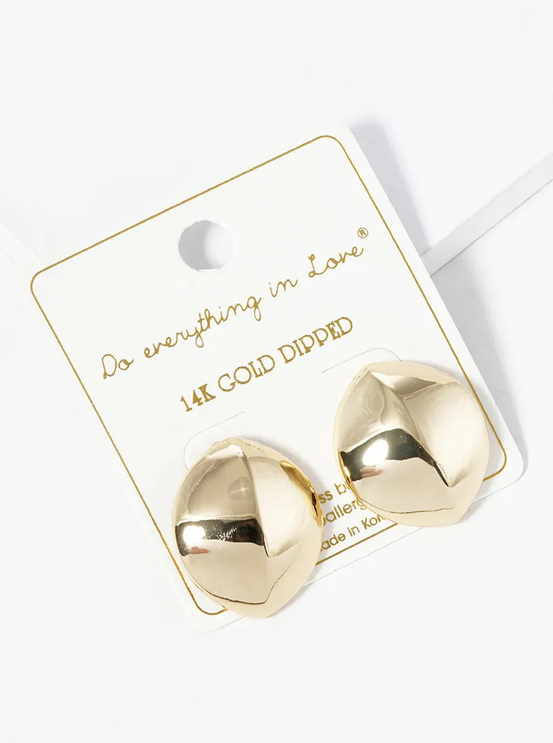 14K Gold Dipped Button Stud Earrings