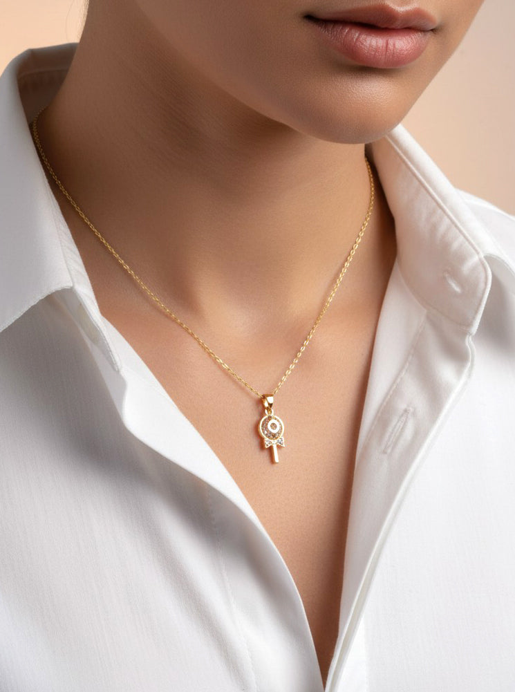 14K-Gold-Dipped CZ Lollipop Necklace