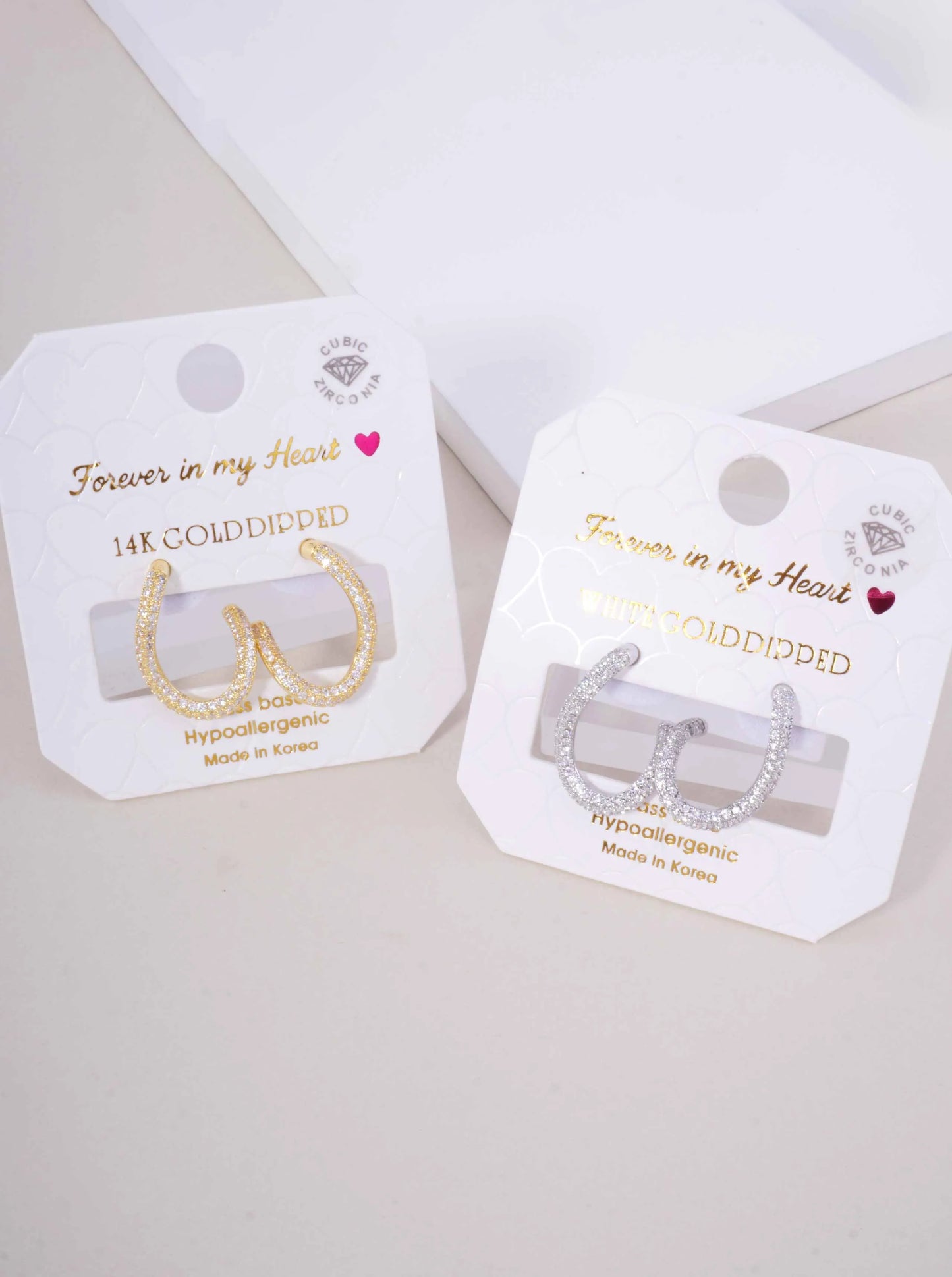 14K Gold Dipped CZ Oval Hoop Earrings