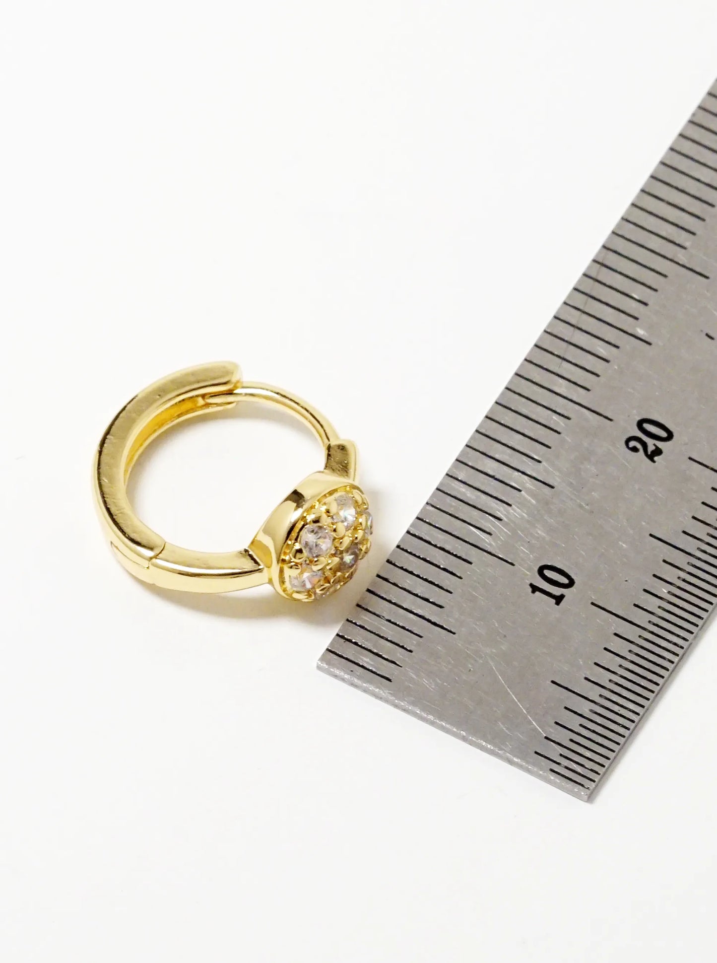 14K Gold Dipped CZ Pave 13mm Dainty Huggie Hoop Earrings