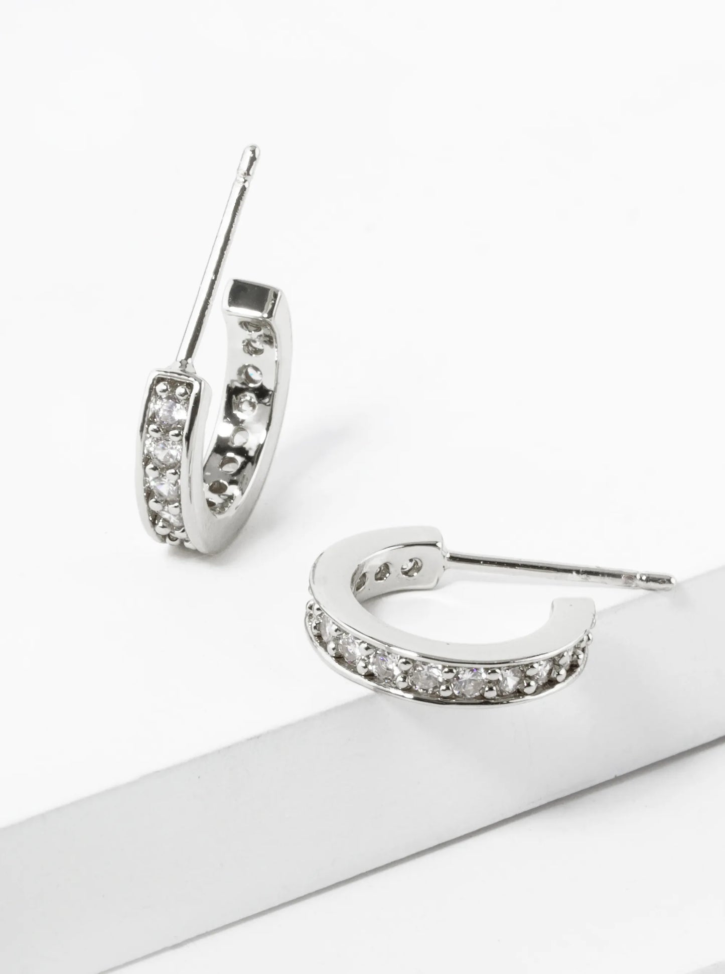 14K Gold Dipped CZ Pave 13mm Open Hoop Earrings
