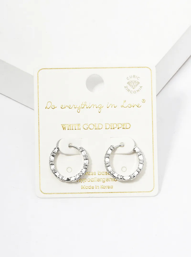14K Gold Dipped CZ Pave 15mm Huggie Hoop Earrings