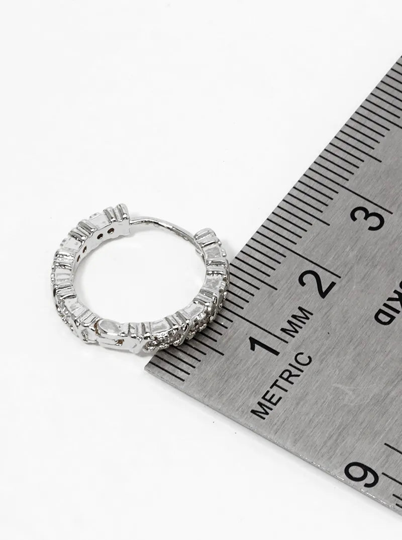 14K Gold Dipped CZ Pave 15mm Huggie Hoop Earrings