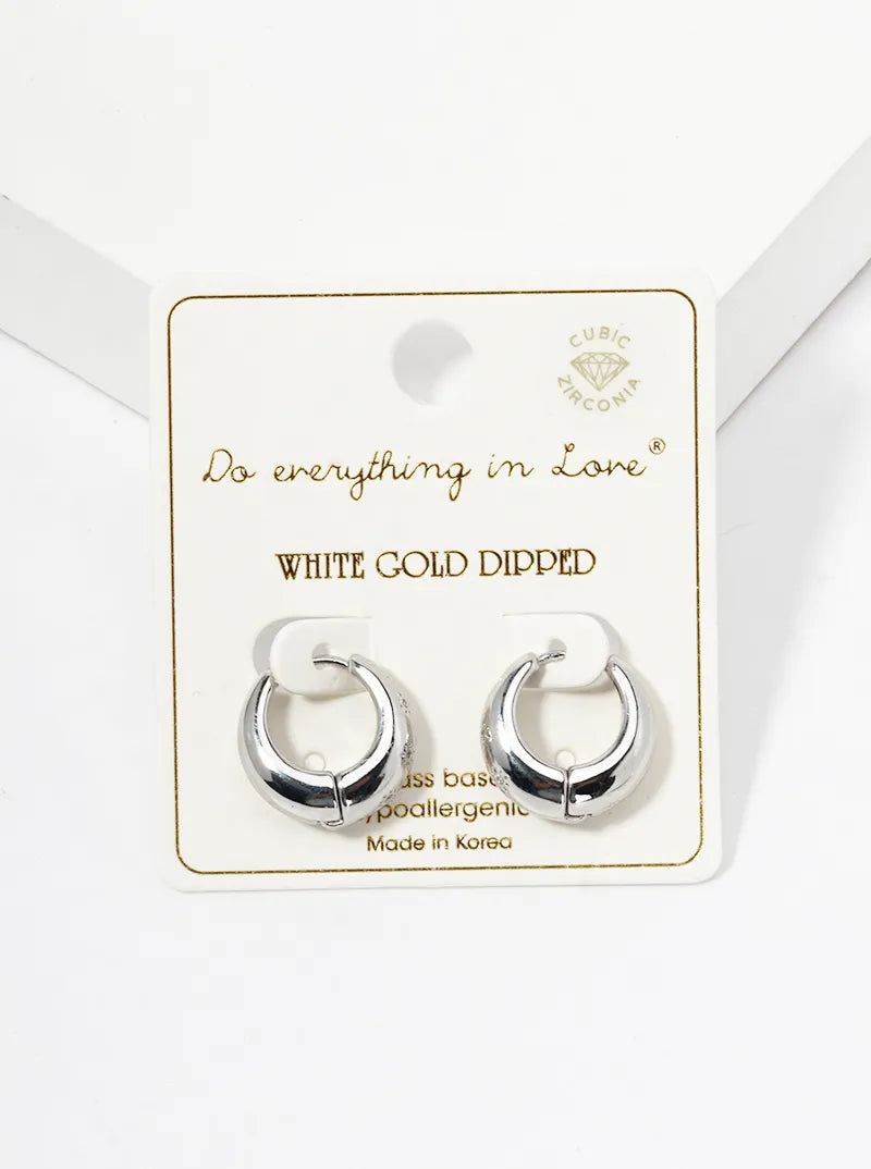 14K Gold Dipped CZ Pave 15mm Huggie Hoop Earrings