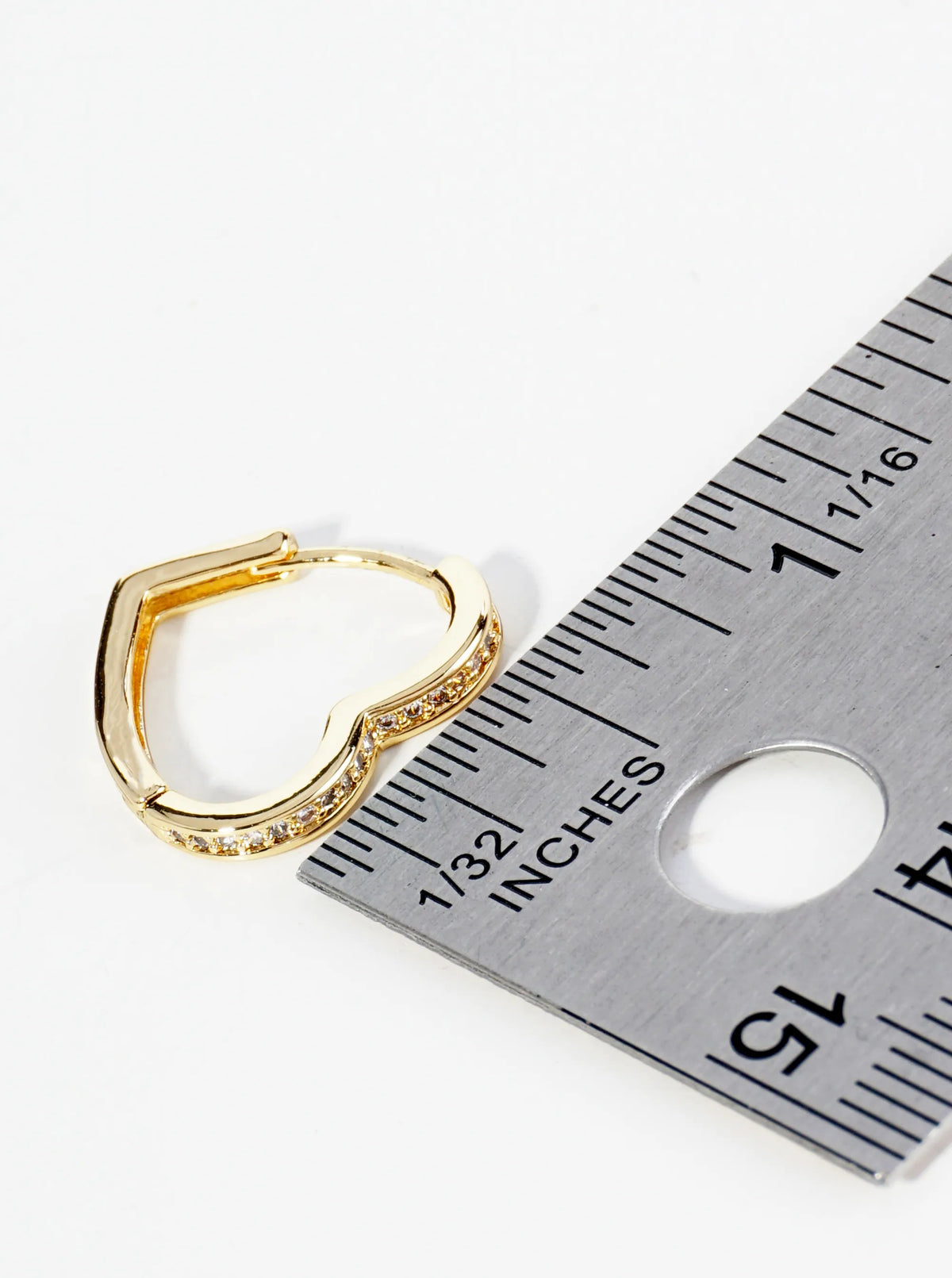 14K Gold Dipped CZ Pave 17mm Heart Huggie Hoop Earrings