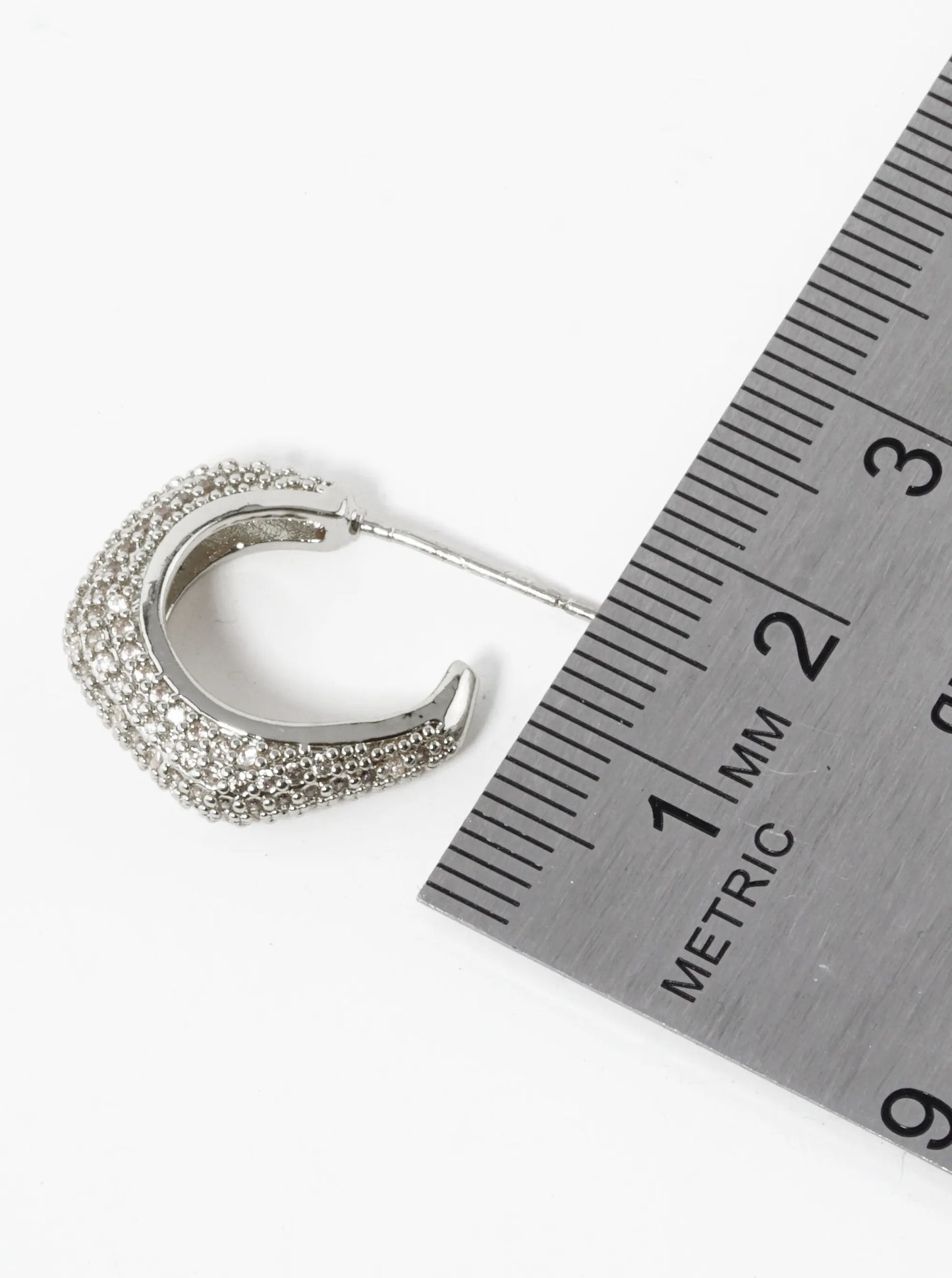 14K Gold Dipped CZ Pave 17mm Rounded Hexagon Hoop Earrings