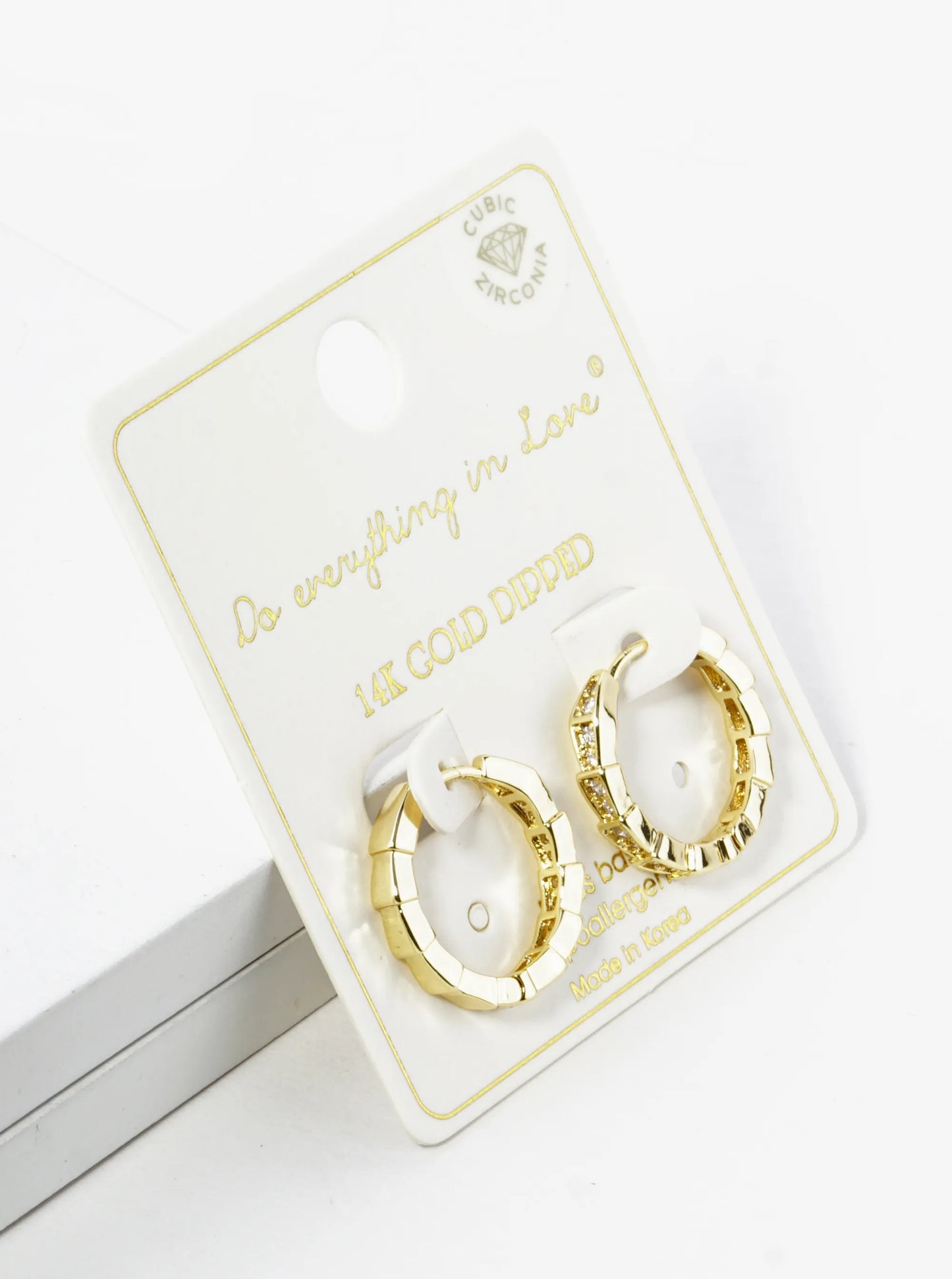14K Gold Dipped CZ Pave 18mm Huggie Hoop Earrings