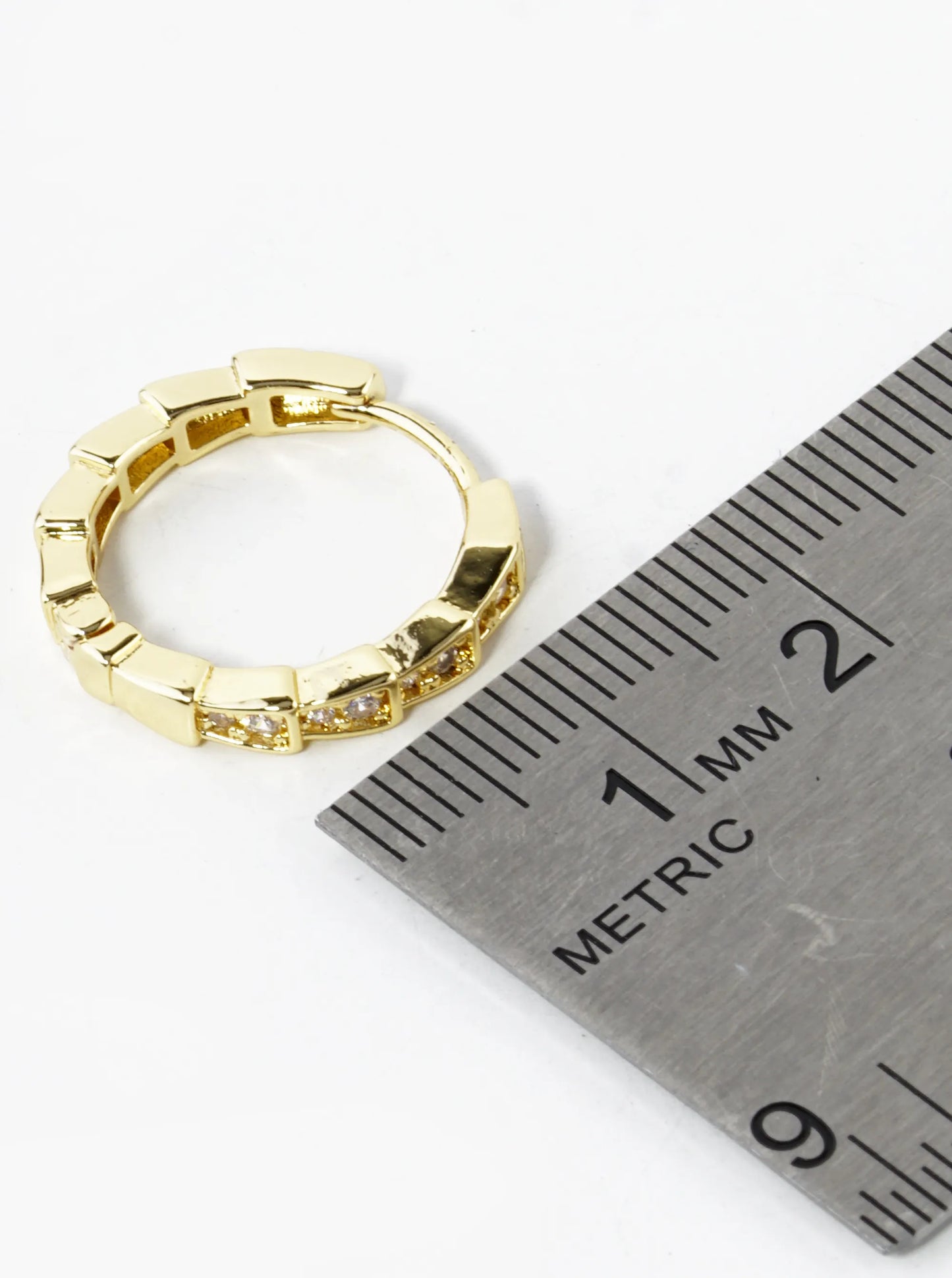 14K Gold Dipped CZ Pave 18mm Huggie Hoop Earrings
