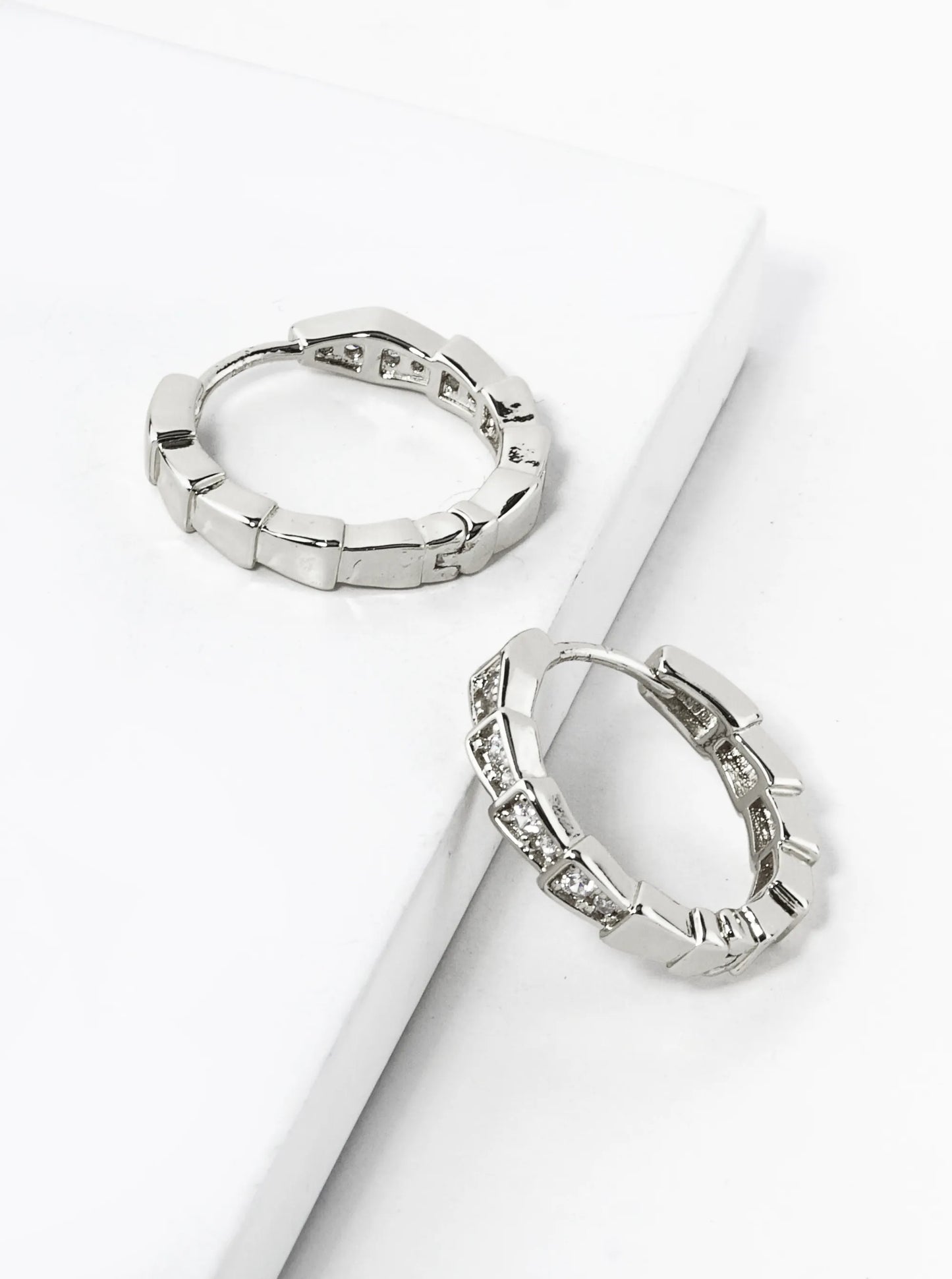 14K Gold Dipped CZ Pave 18mm Huggie Hoop Earrings