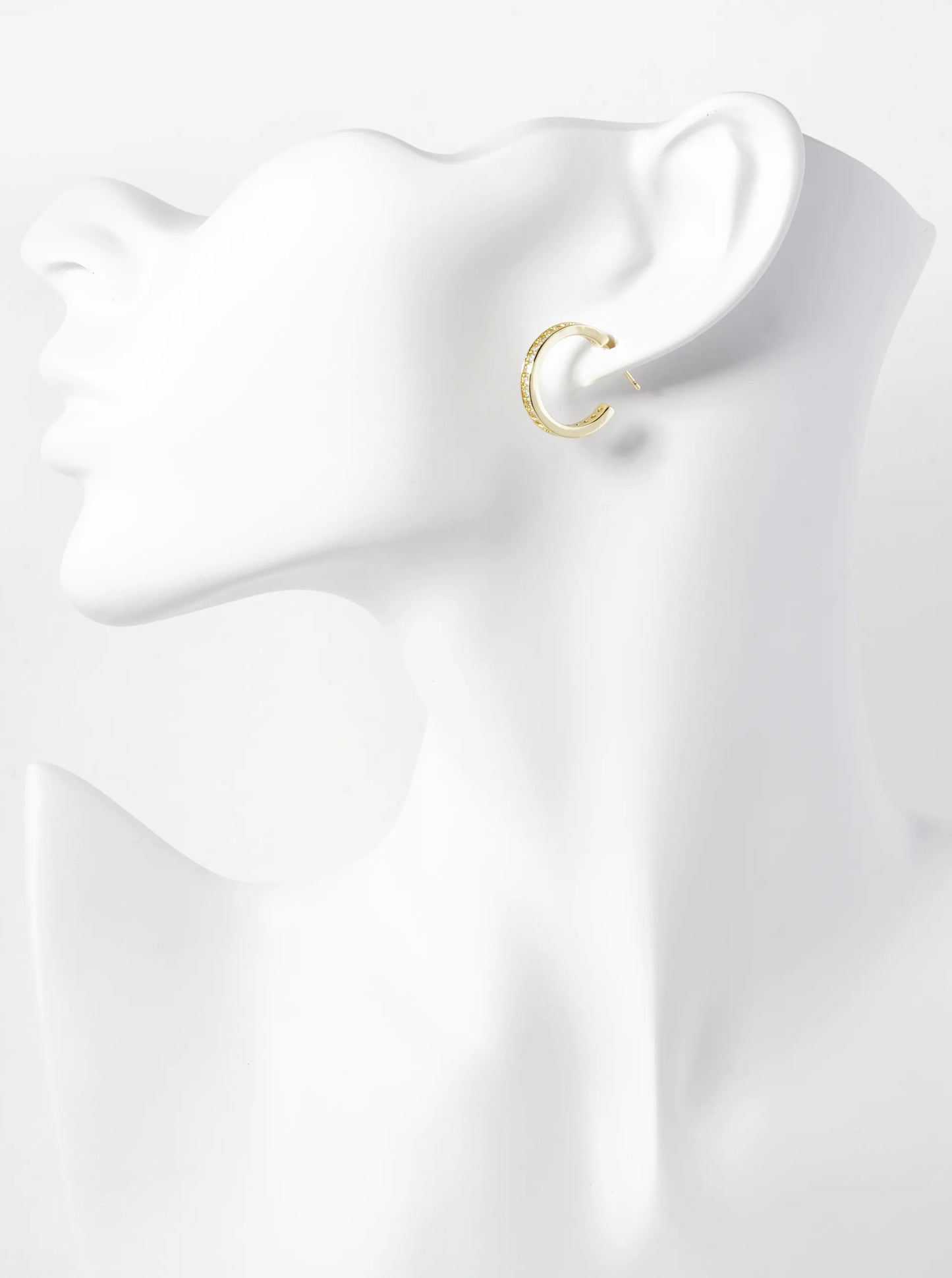 14K Gold Dipped CZ Pave 18mm Open Hoop Earrings