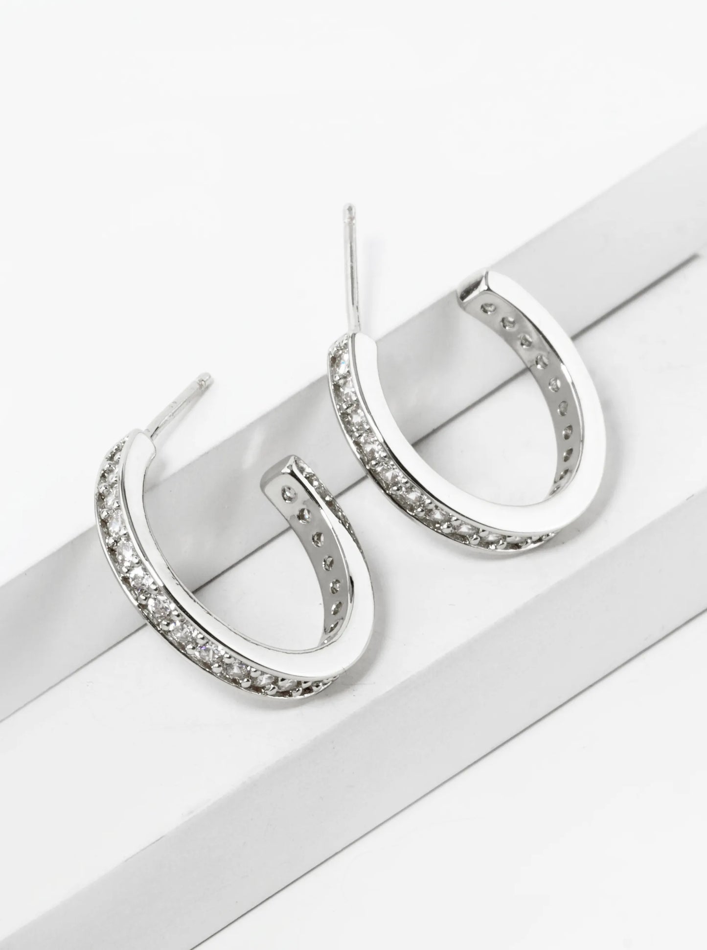 14K Gold Dipped CZ Pave 18mm Open Hoop Earrings