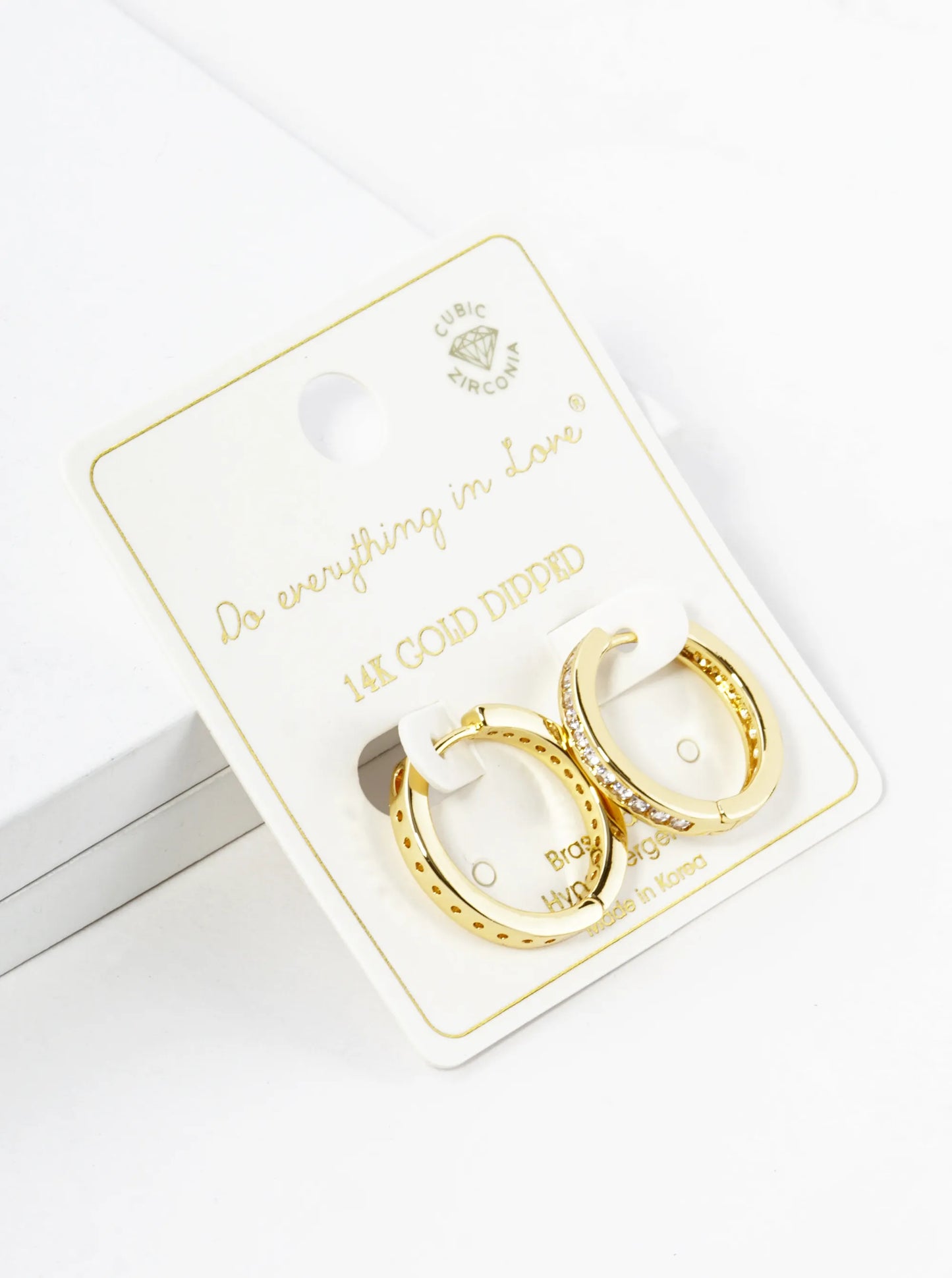 14K Gold Dipped CZ Pave 20mm Huggie Hoop Earrings