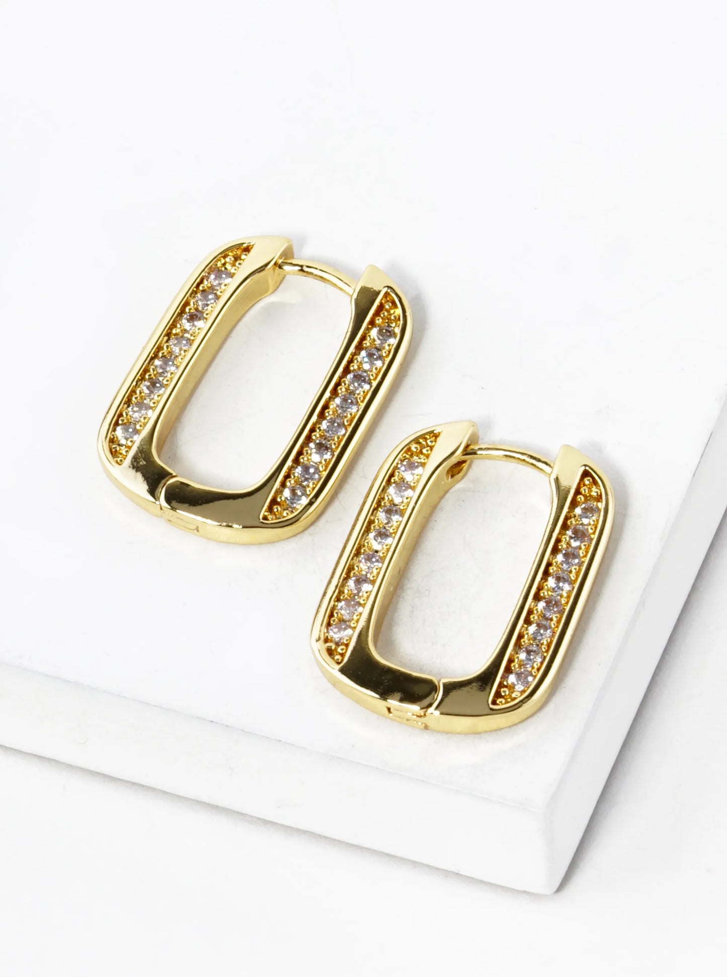 14K Gold Dipped CZ Pave 20mm Huggie Hoop Earrings