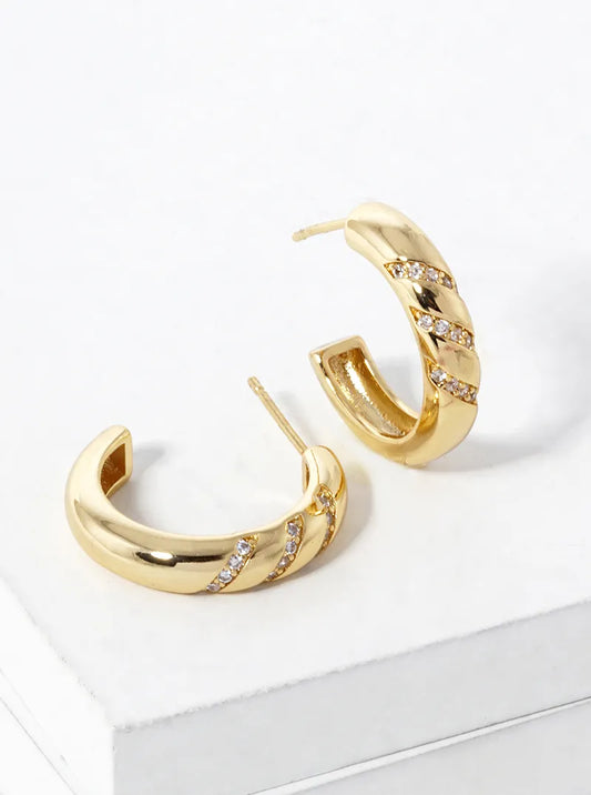 14K Gold Dipped CZ Pave 20mm Open Hoop Earrings
