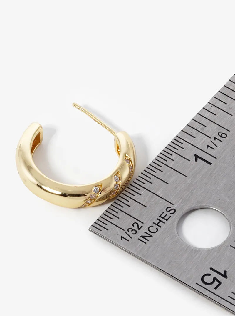 14K Gold Dipped CZ Pave 20mm Open Hoop Earrings