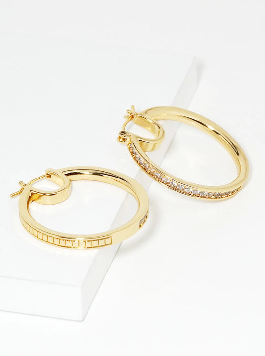 14K Gold Dipped CZ Pave 30mm Pincatch Hoop Earrings