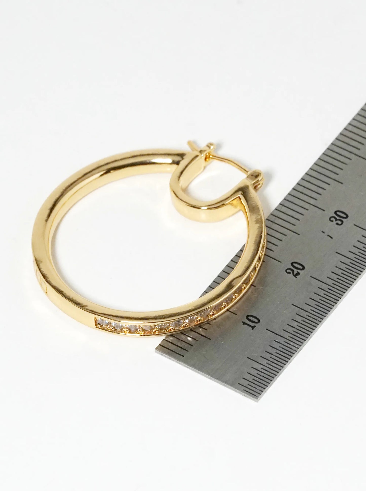 14K Gold Dipped CZ Pave 30mm Pincatch Hoop Earrings