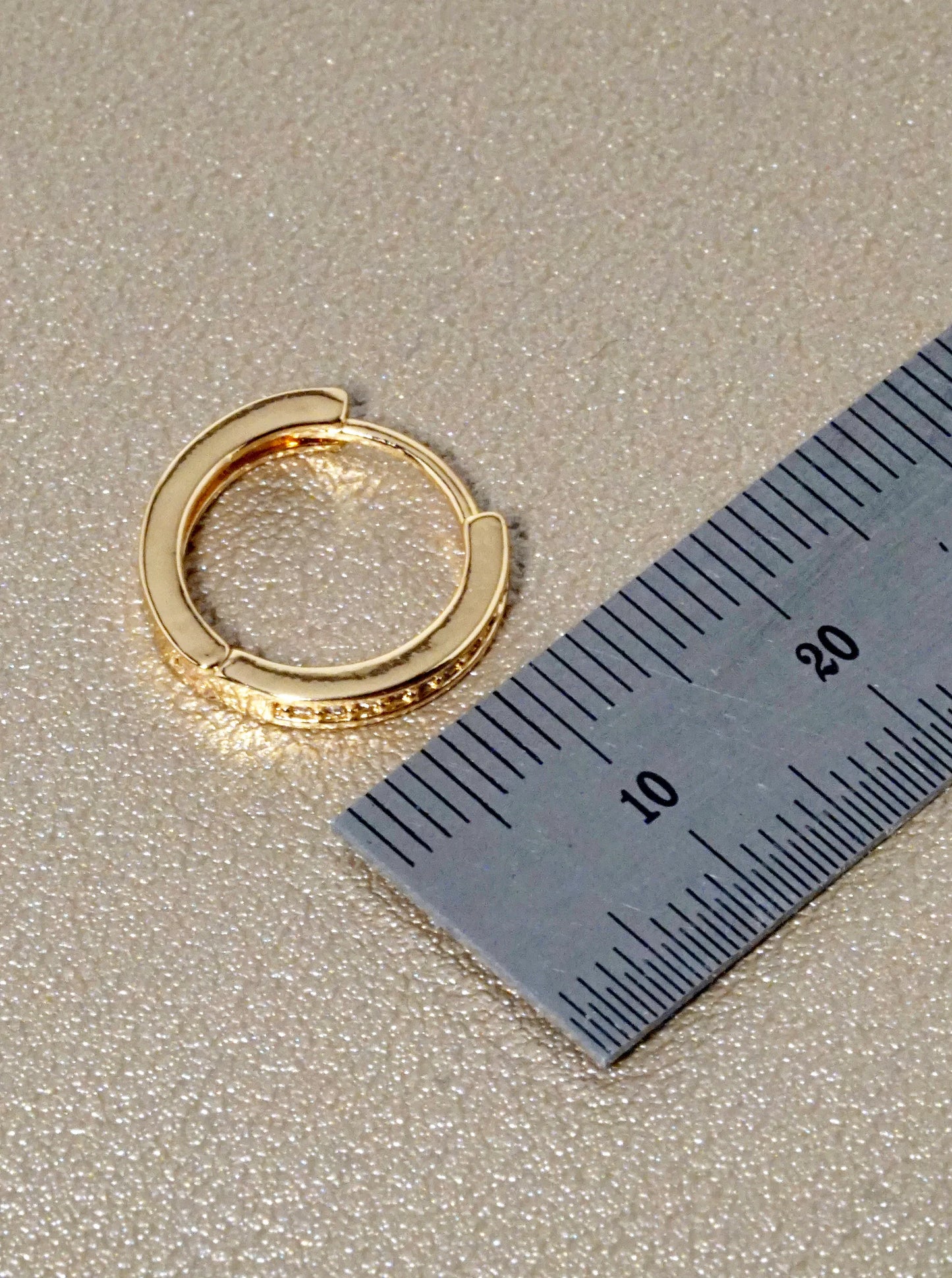 14K Gold Dipped CZ Pave 9mm Huggie Hoop Earrings