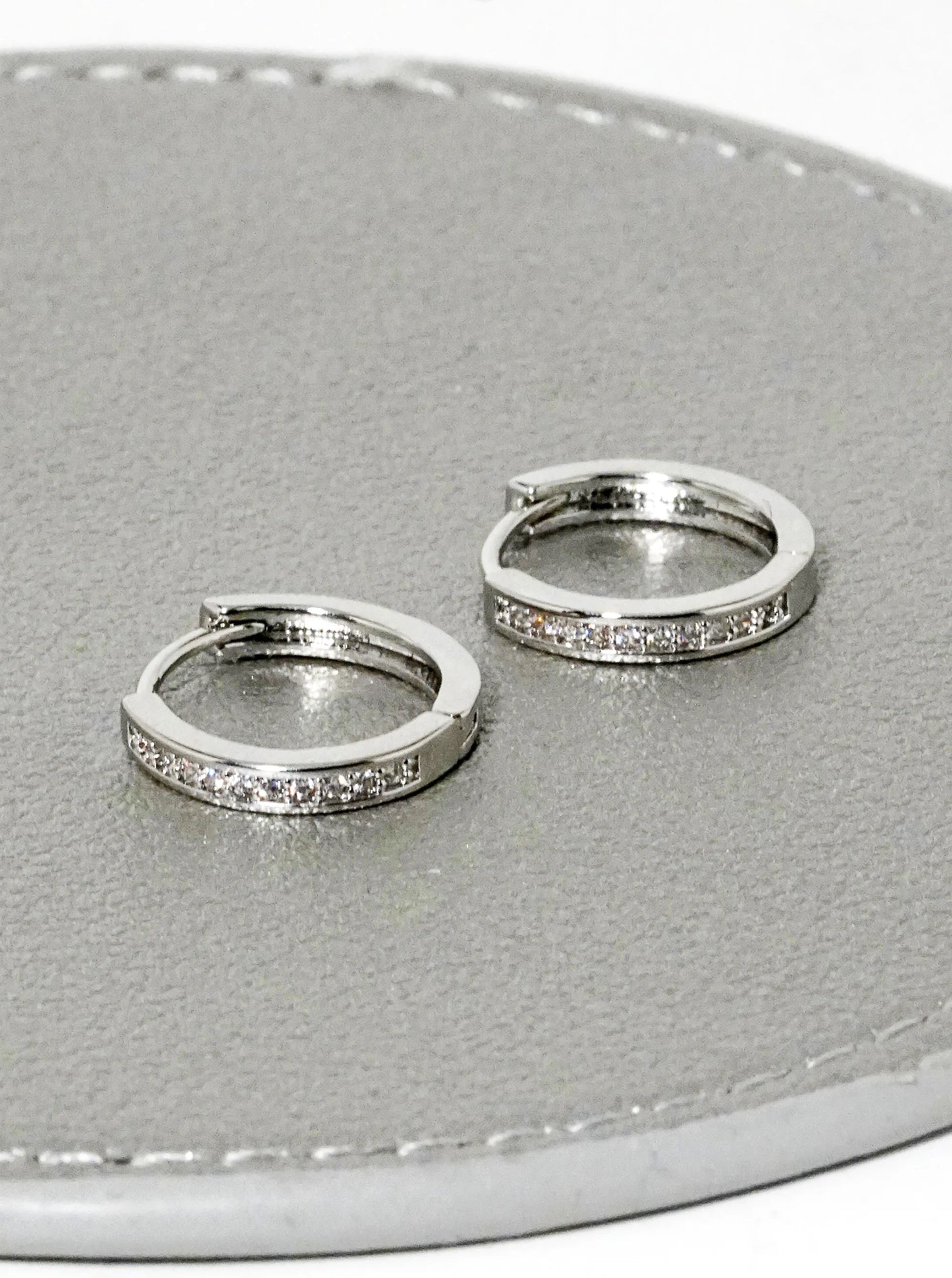 14K Gold Dipped CZ Pave 9mm Huggie Hoop Earrings