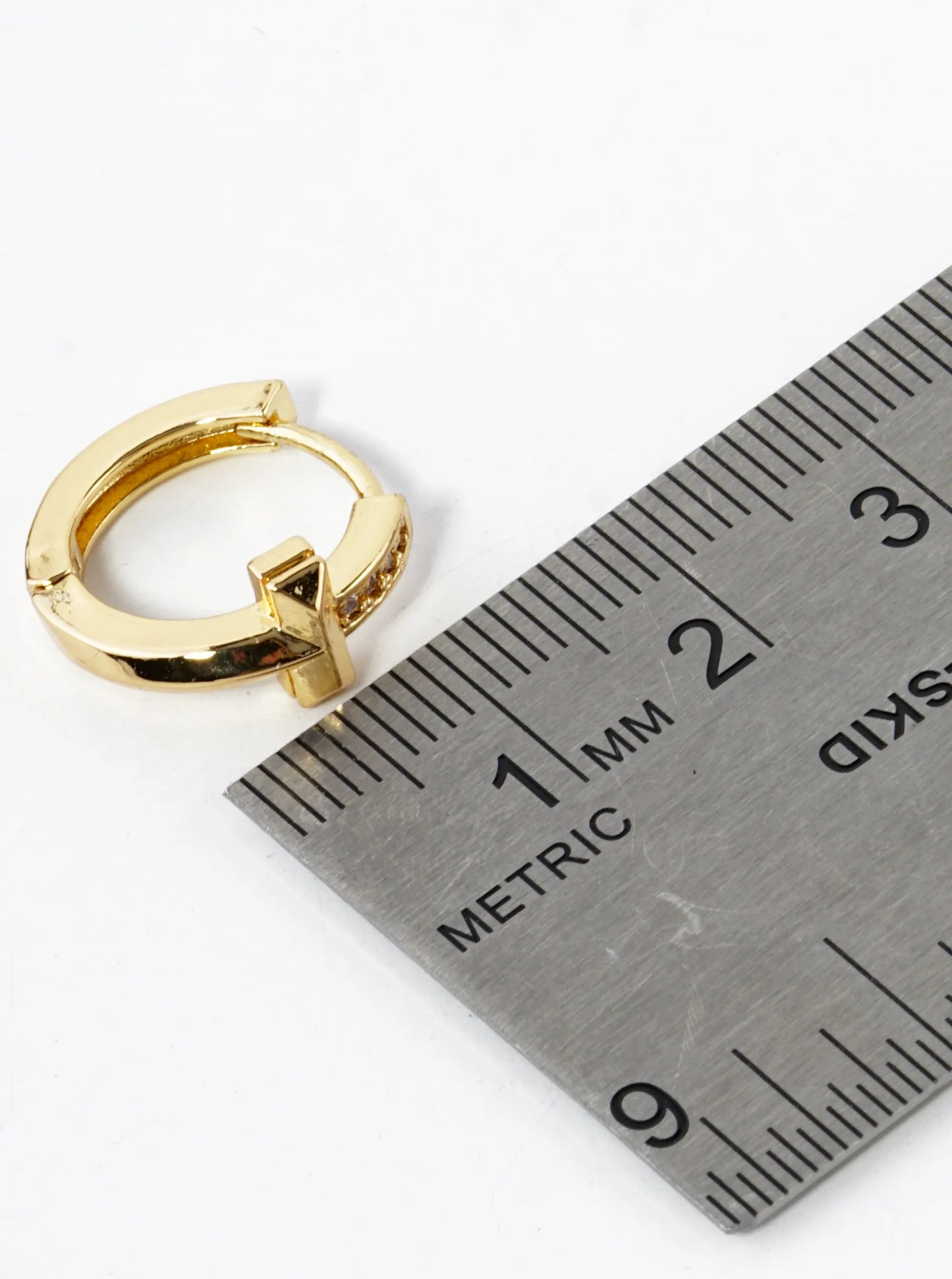 14K Gold Dipped CZ Pave Cross Huggie Hoop Earrings
