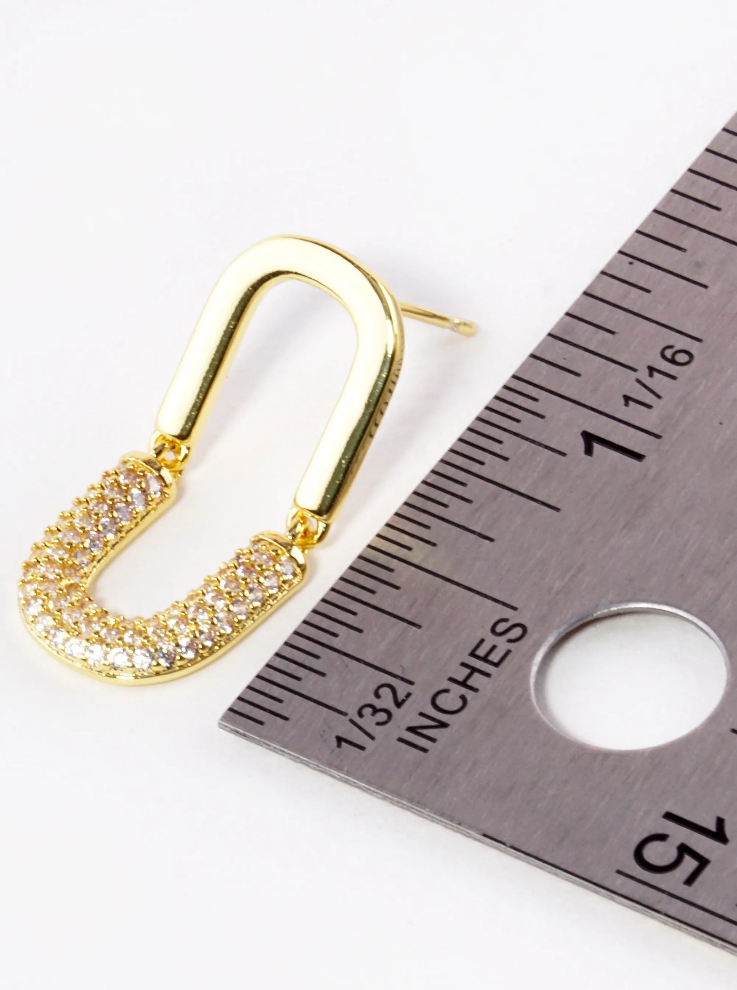 14K Gold Dipped CZ Pave Oval Post Earrings