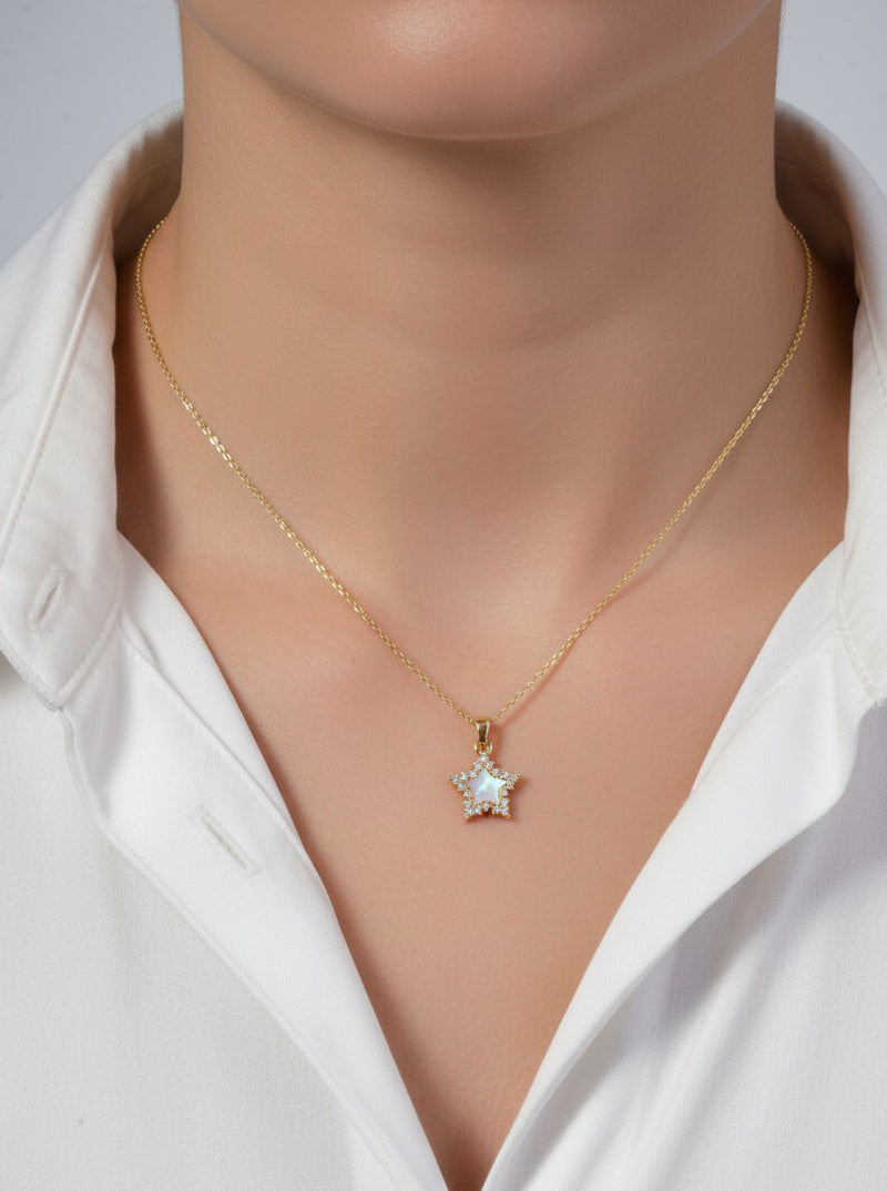 14K-Gold-Dipped Celestial Star Pendant Necklace