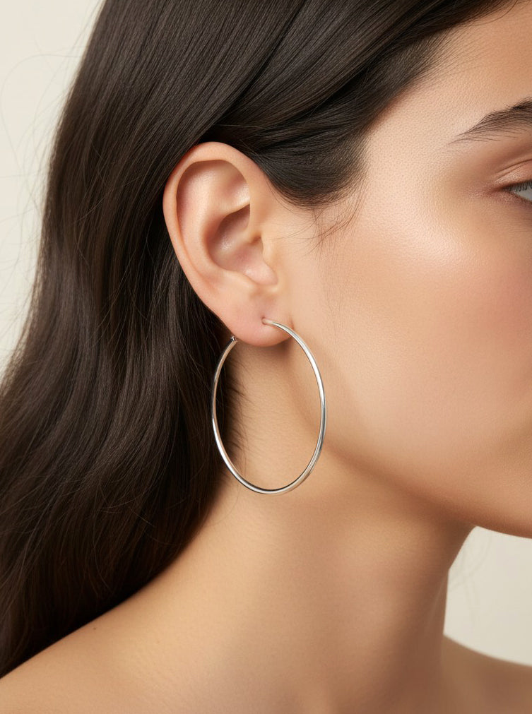 14K Gold-Dipped Classic Round Hoop Earrings 2.40in
