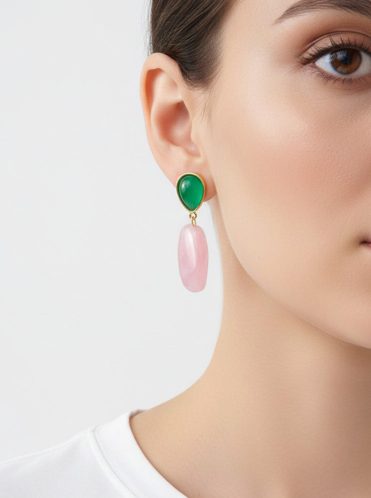 14K-Gold Dipped Color Resin Drop Earrings