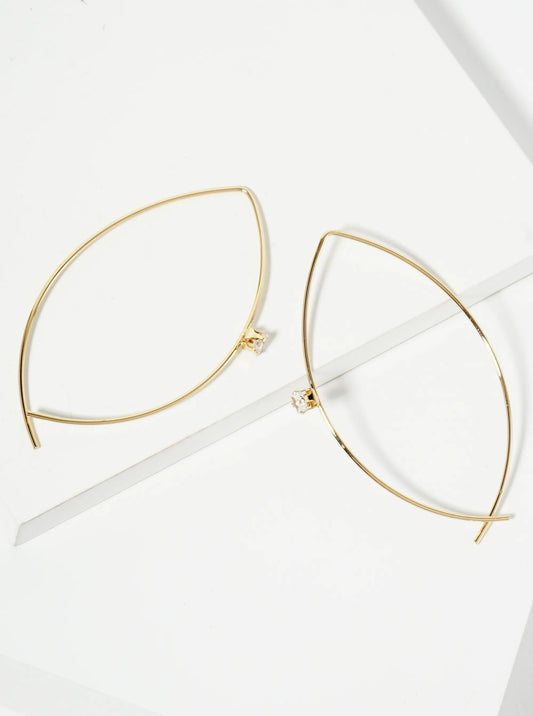 14K-Gold-Dipped Crystal Accent Wire Hook Earrings