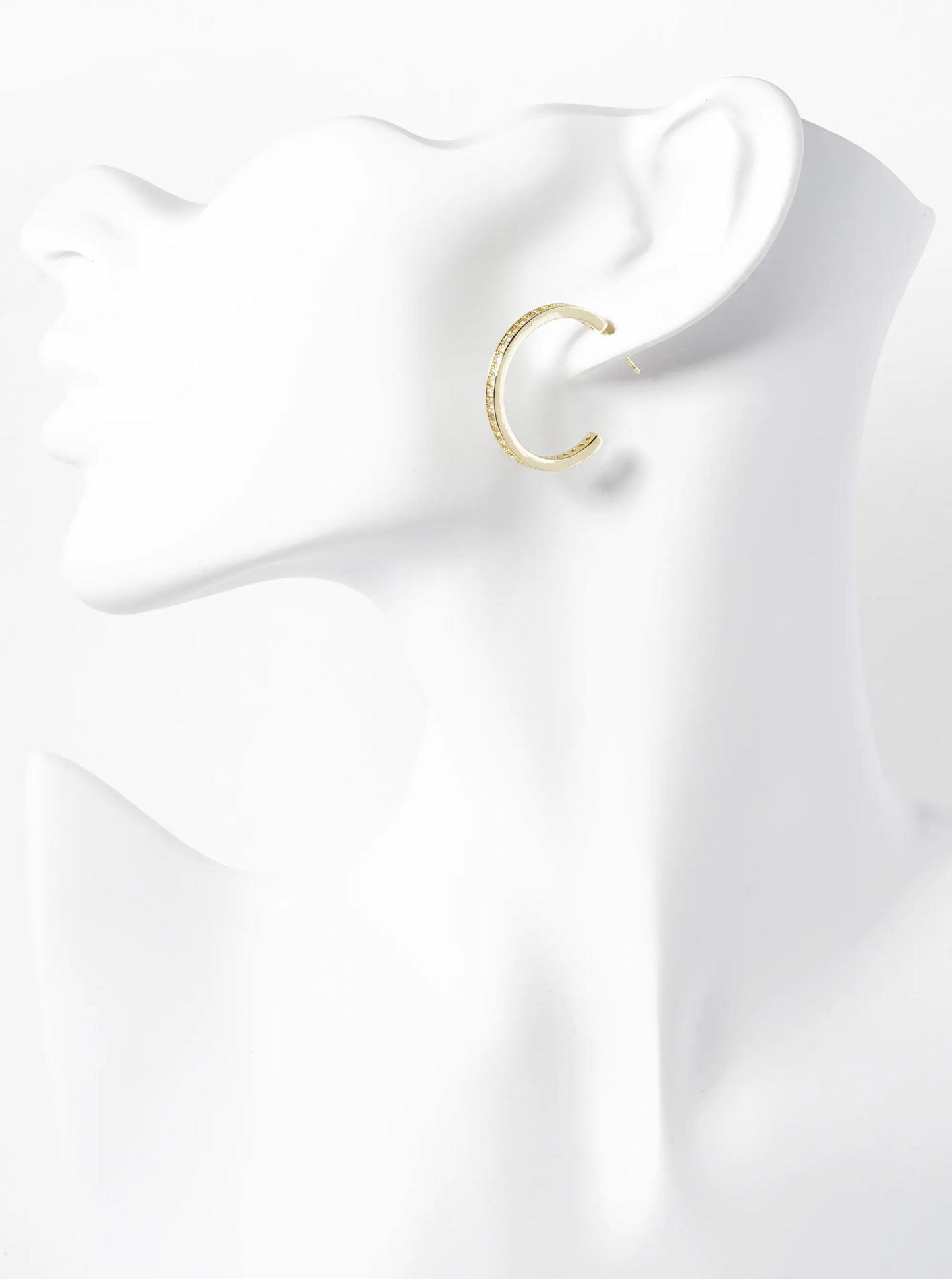 14K Gold Dipped Cubic Zirconia Pave 25mm Open Hoop Earrings
