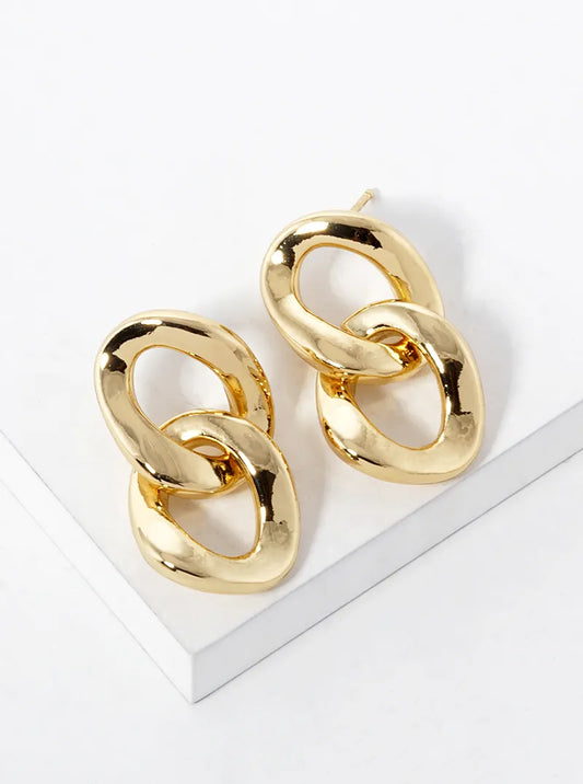 14K Gold Dipped Curb Chain Post Earrings