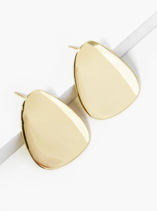 14K Gold Dipped Curved Rounded Triangle Stud Earrings