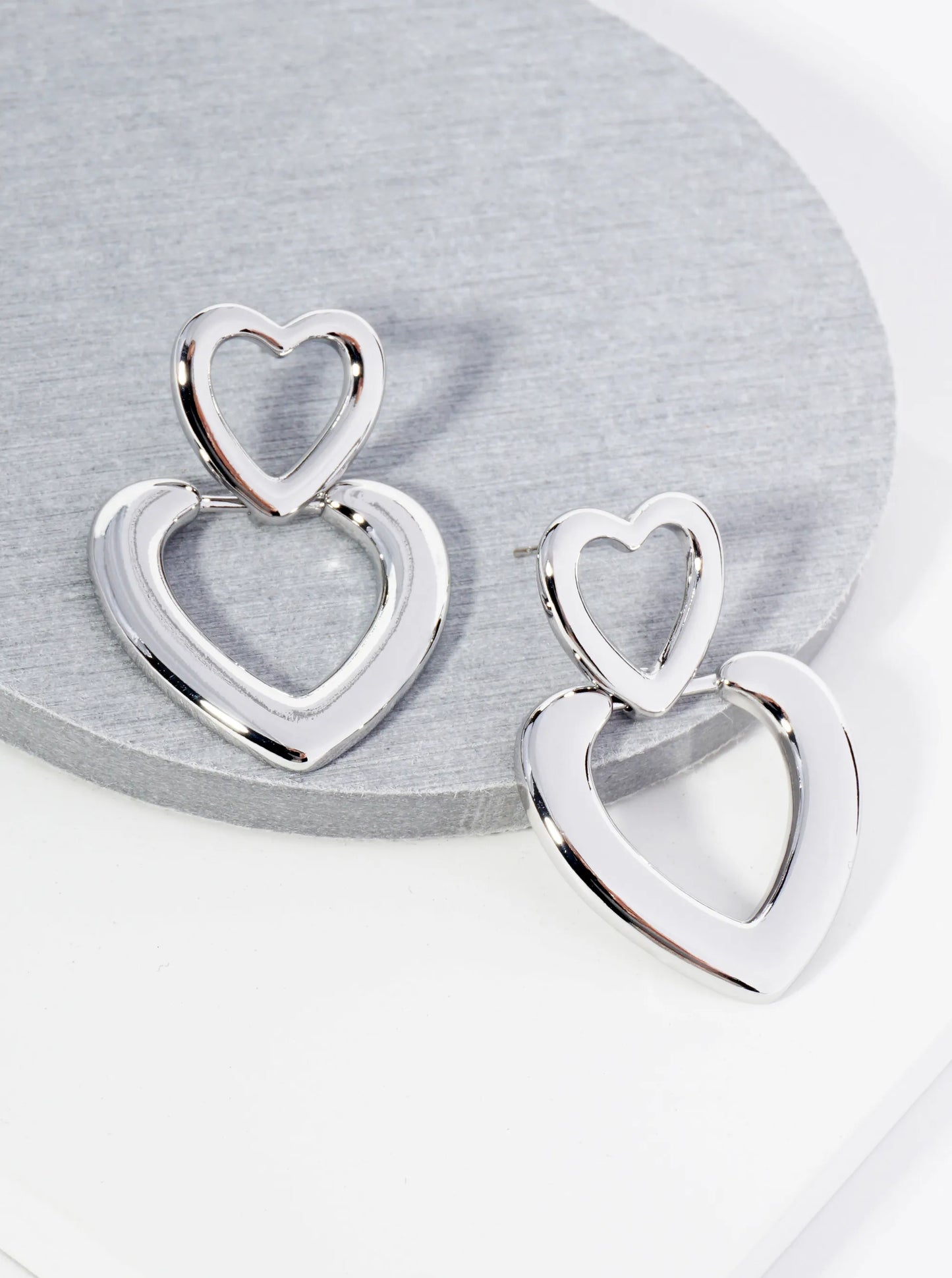 14K Gold Dipped Double Heart Drop Earrings