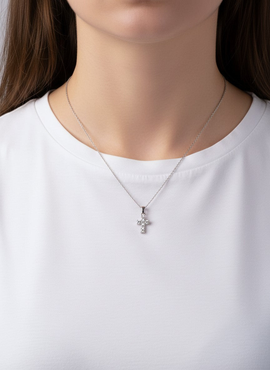 14K-Gold-Dipped Faith Inspired CZ Cross Pendant
