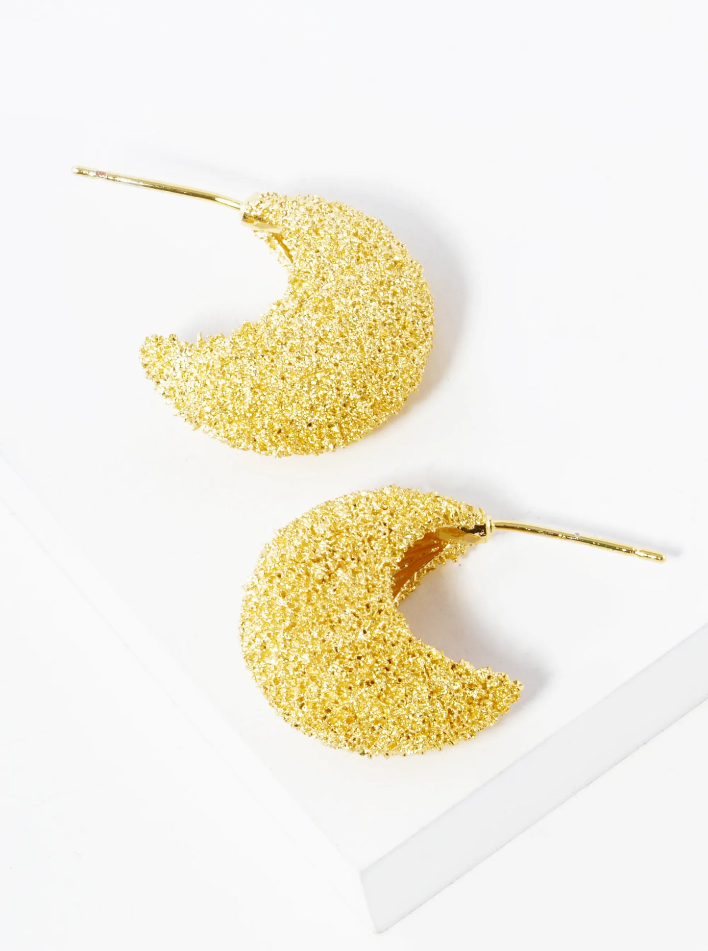 White Gold Dipped Frosted 18mm Open Hoop Earrings