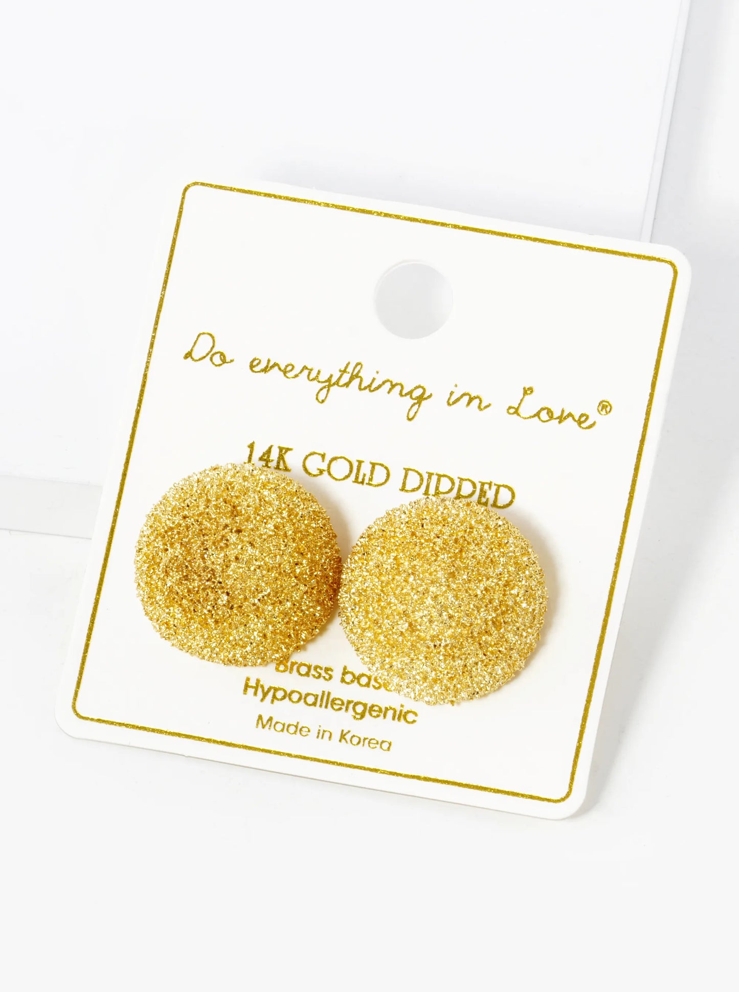 14K Gold Dipped Frosted 20mm Hemisphere Stud Earrings