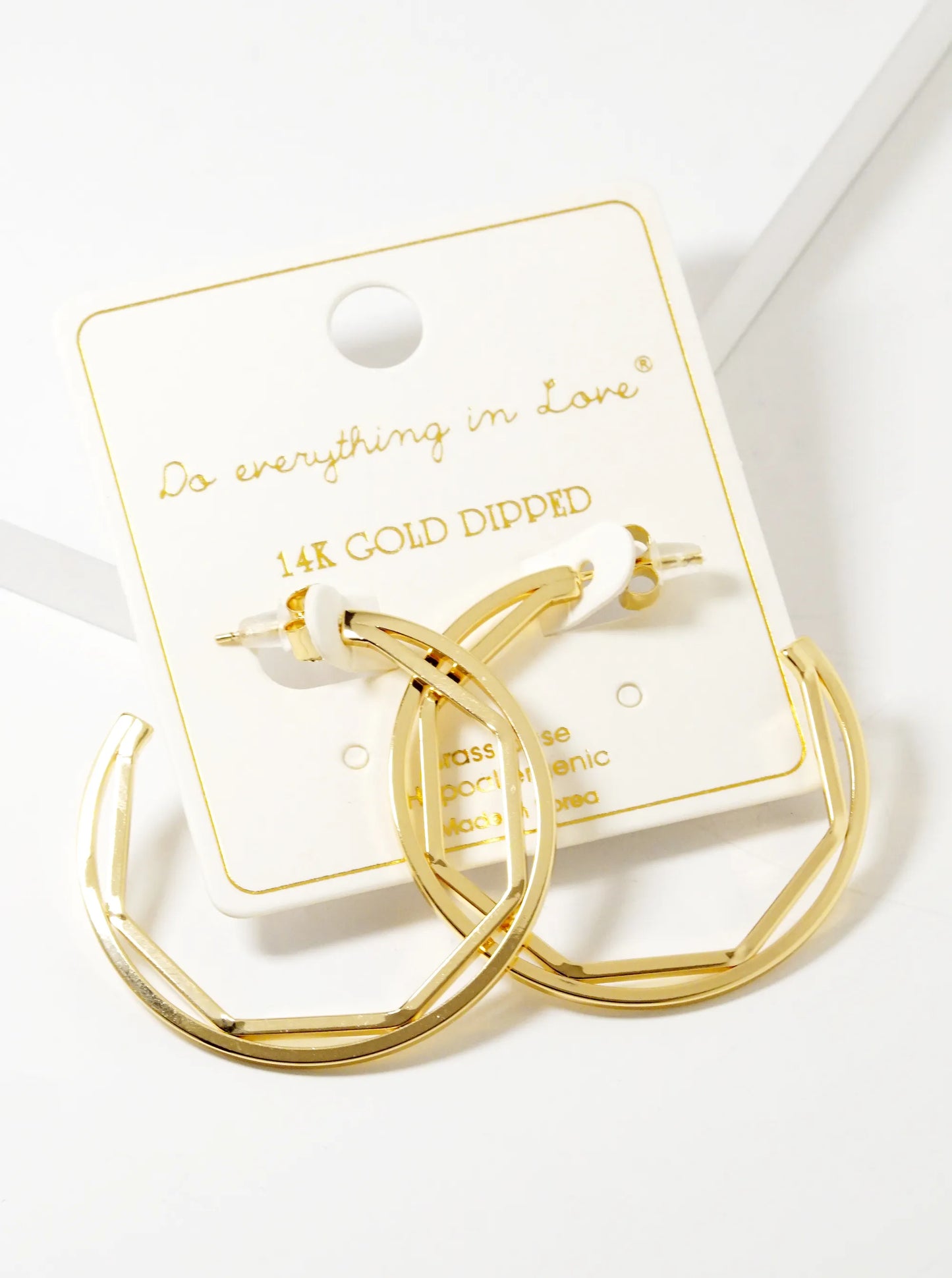 14K Gold Dipped Geometric 40mm Open Hoop Earrings