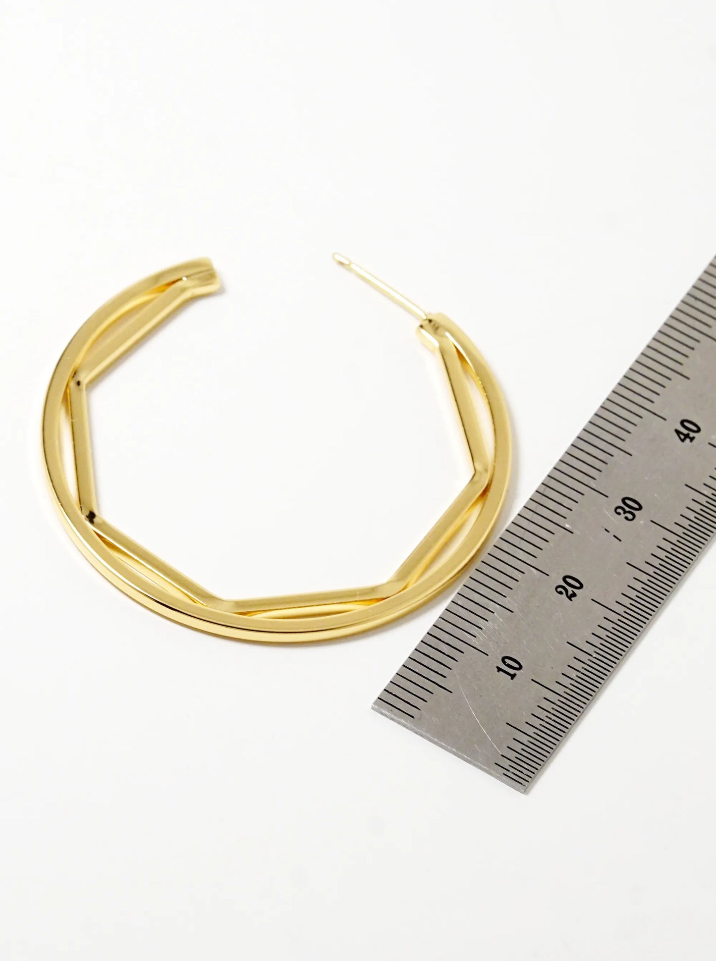 14K Gold Dipped Geometric 40mm Open Hoop Earrings