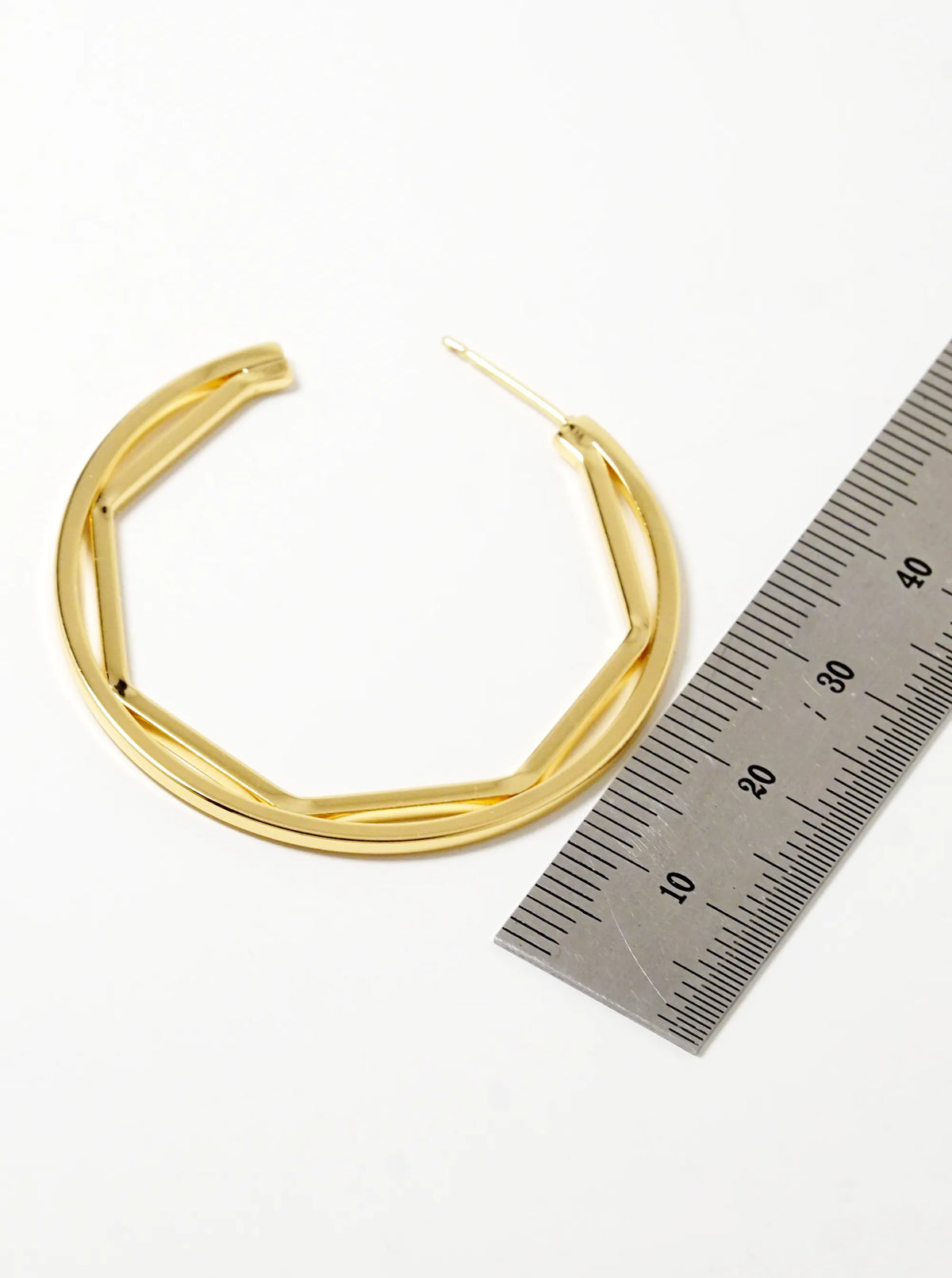 14K Gold Dipped Geometric 40mm Open Hoop Earrings