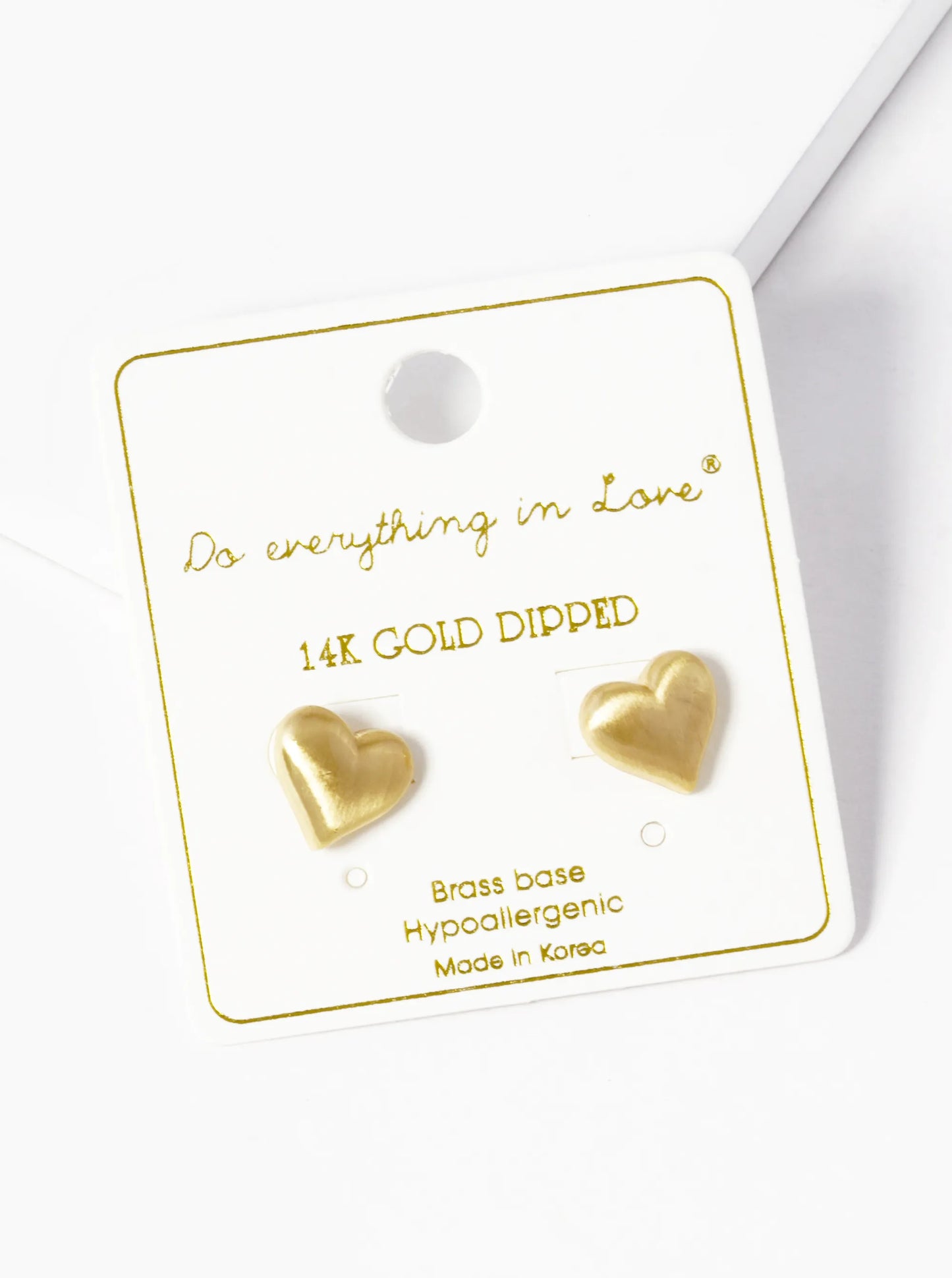 14K Gold Dipped Heart Pearl Two Sided Stud Earrings