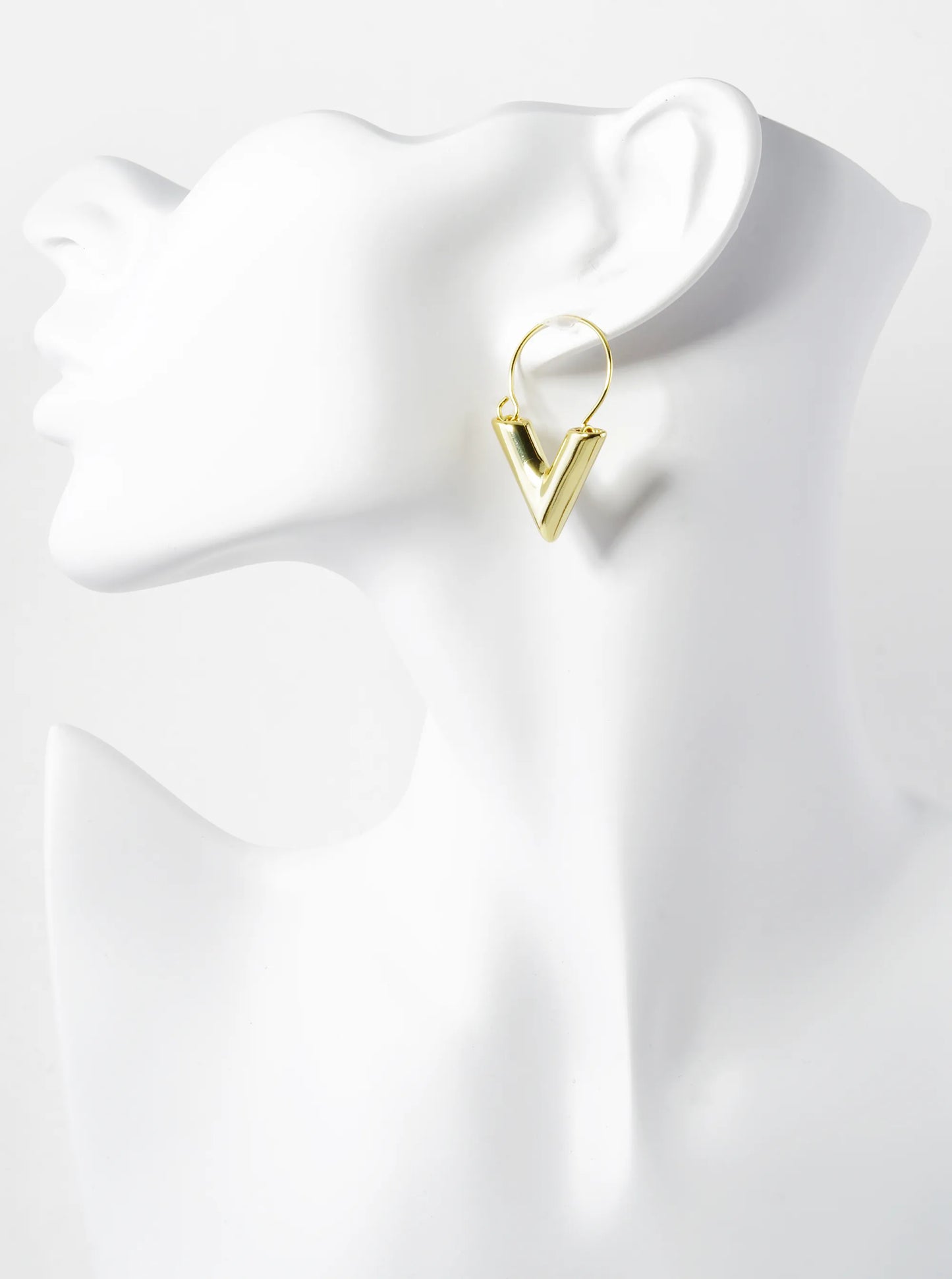14K Gold Dipped Hollow Chevron Drop Earrings