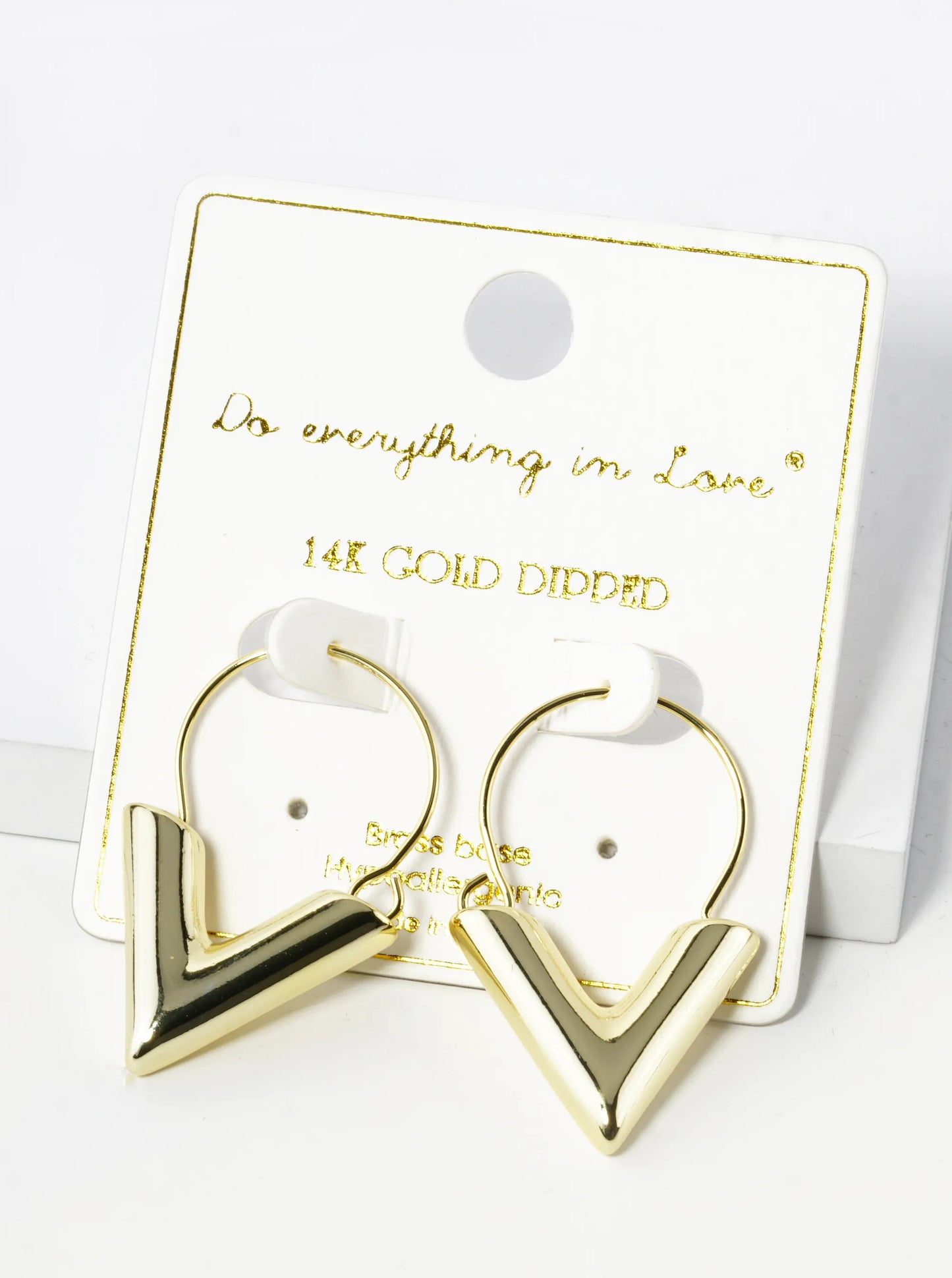 14K Gold Dipped Hollow Chevron Drop Earrings