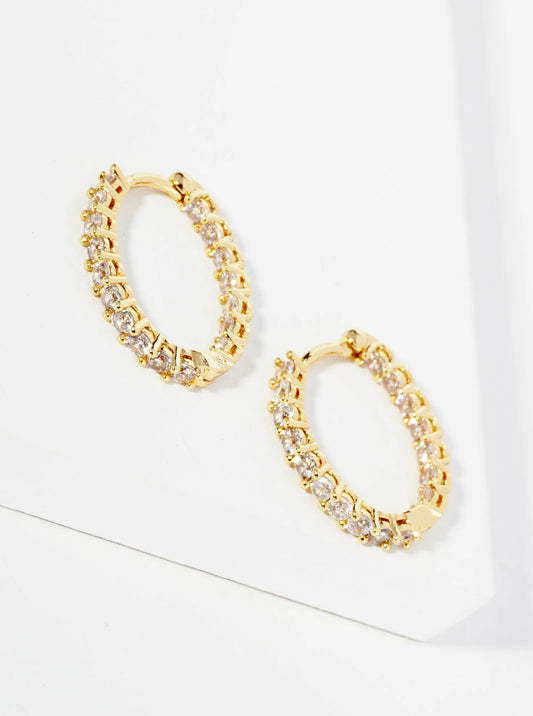 14K Gold Dipped Inside-Out Pave Cubic Zirconia 18mm Oval Hoop Earrings