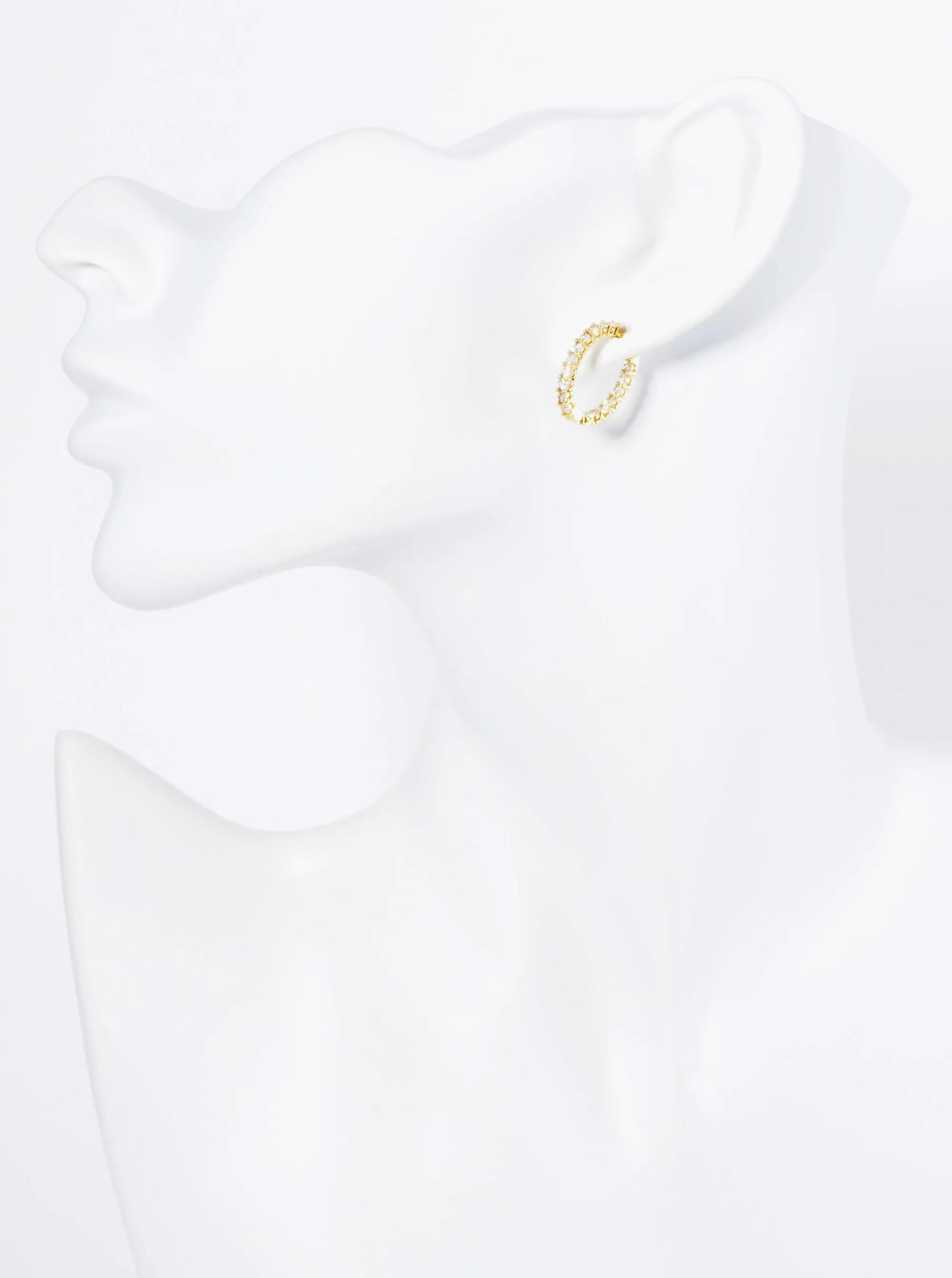 14K Gold Dipped Inside-Out Pave Cubic Zirconia 18mm Oval Hoop Earrings