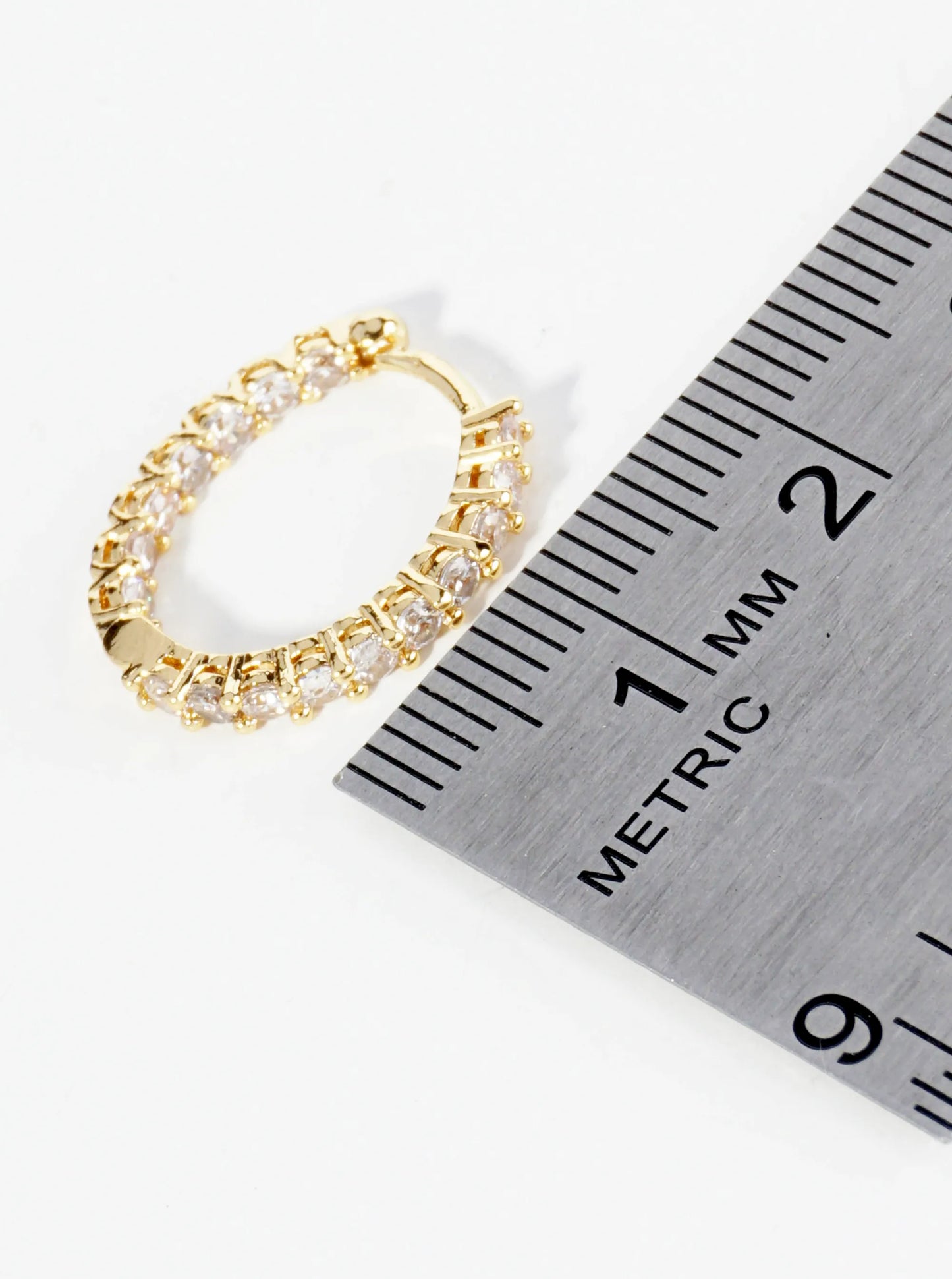 14K Gold Dipped Inside-Out Pave Cubic Zirconia 18mm Oval Hoop Earrings