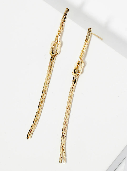 14K-Gold-Dipped Knotted Delicate Chain Drop Earrings
