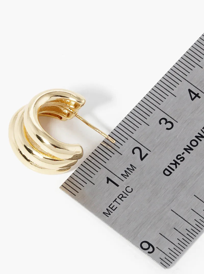 14K Gold Dipped Layered 15mm Open Hoop Earrings